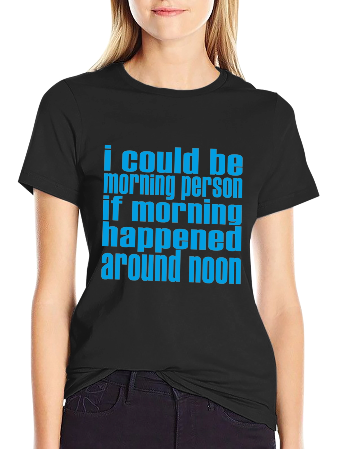 Black Funny Morning Person T-Shirt - Around Noon Humor Tee view 2