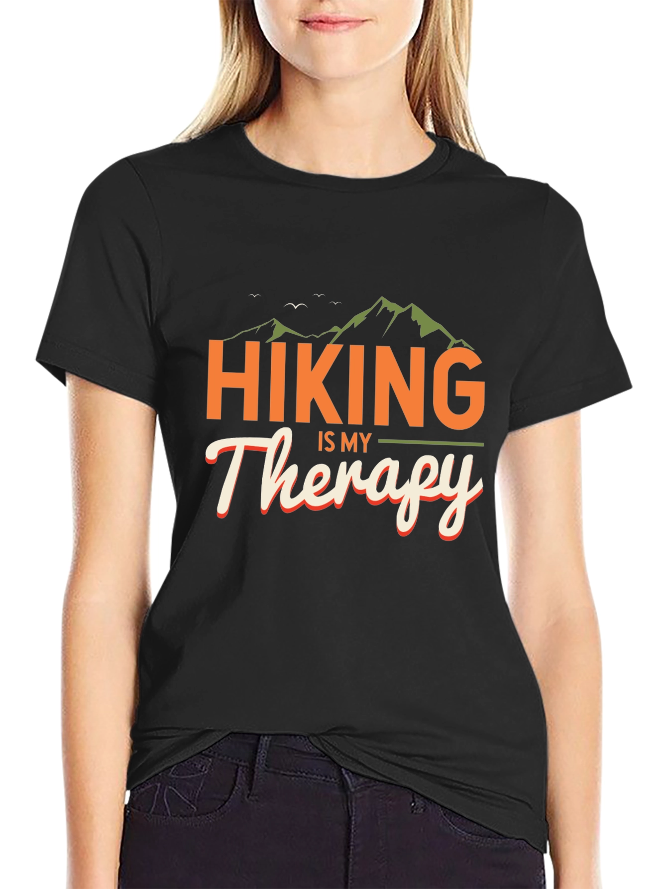 Black Hiking is My Therapy T-Shirt view 2