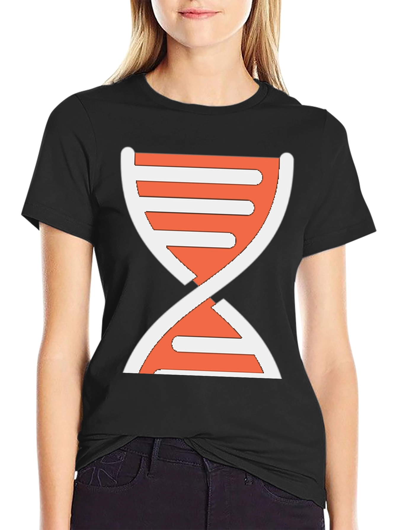 Black DNA Graphic Print T-Shirt - Casual Wear view 2