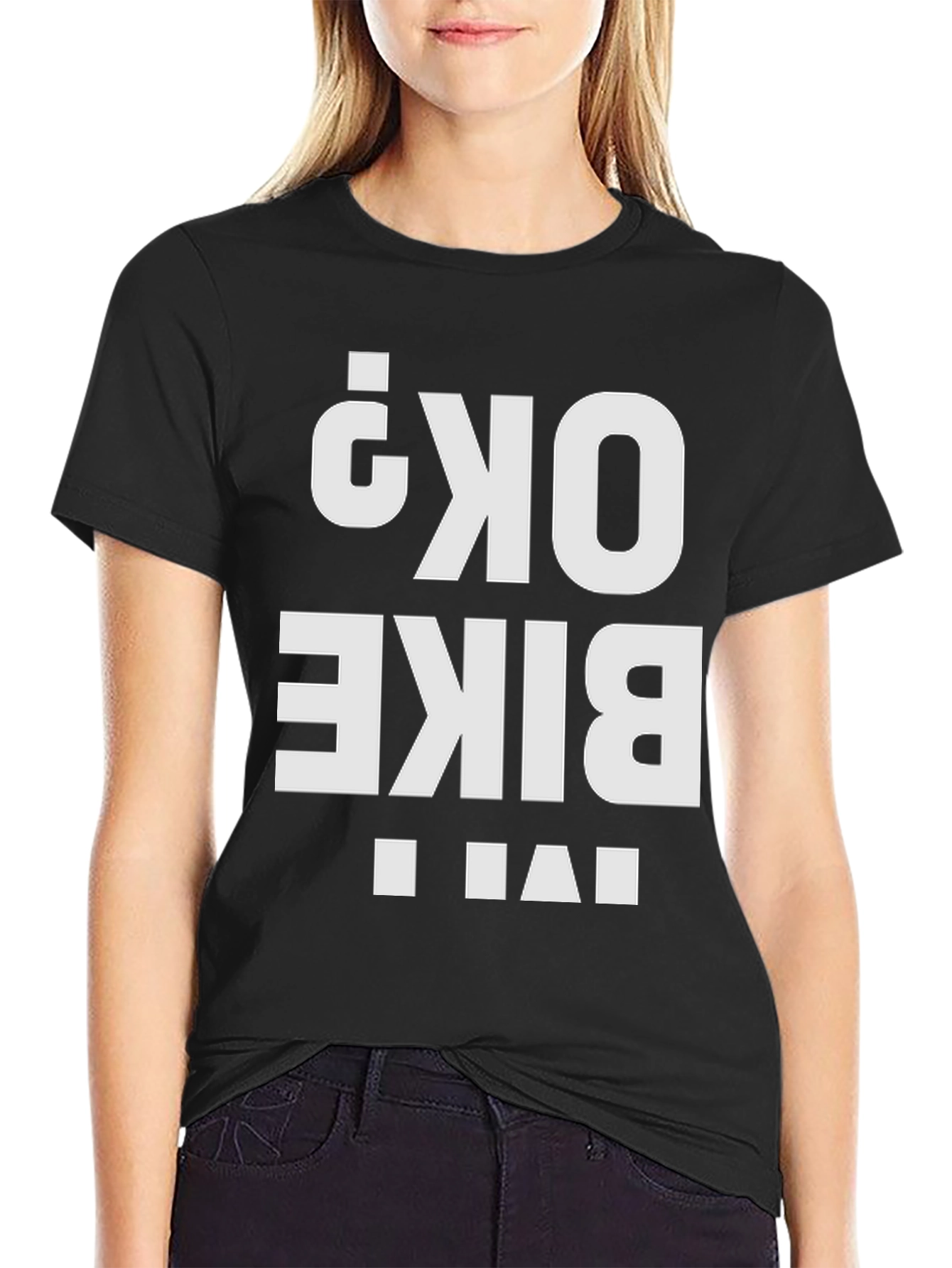 Black Bike OK? Graphic Tee - Black Cotton T-Shirt view 2