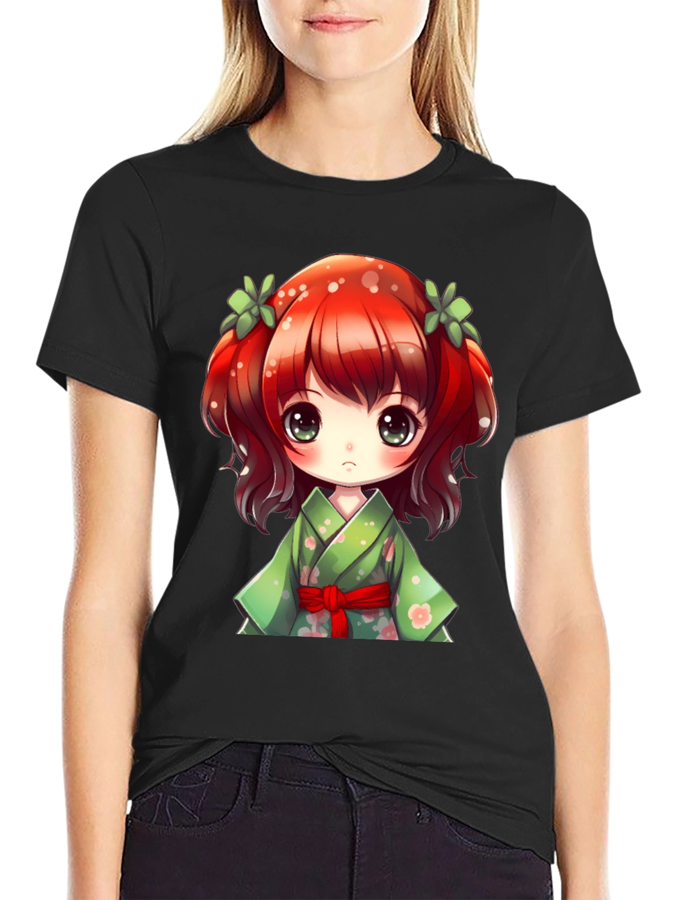 Black Anime Girl Graphic Tee - Kawaii Style view 2