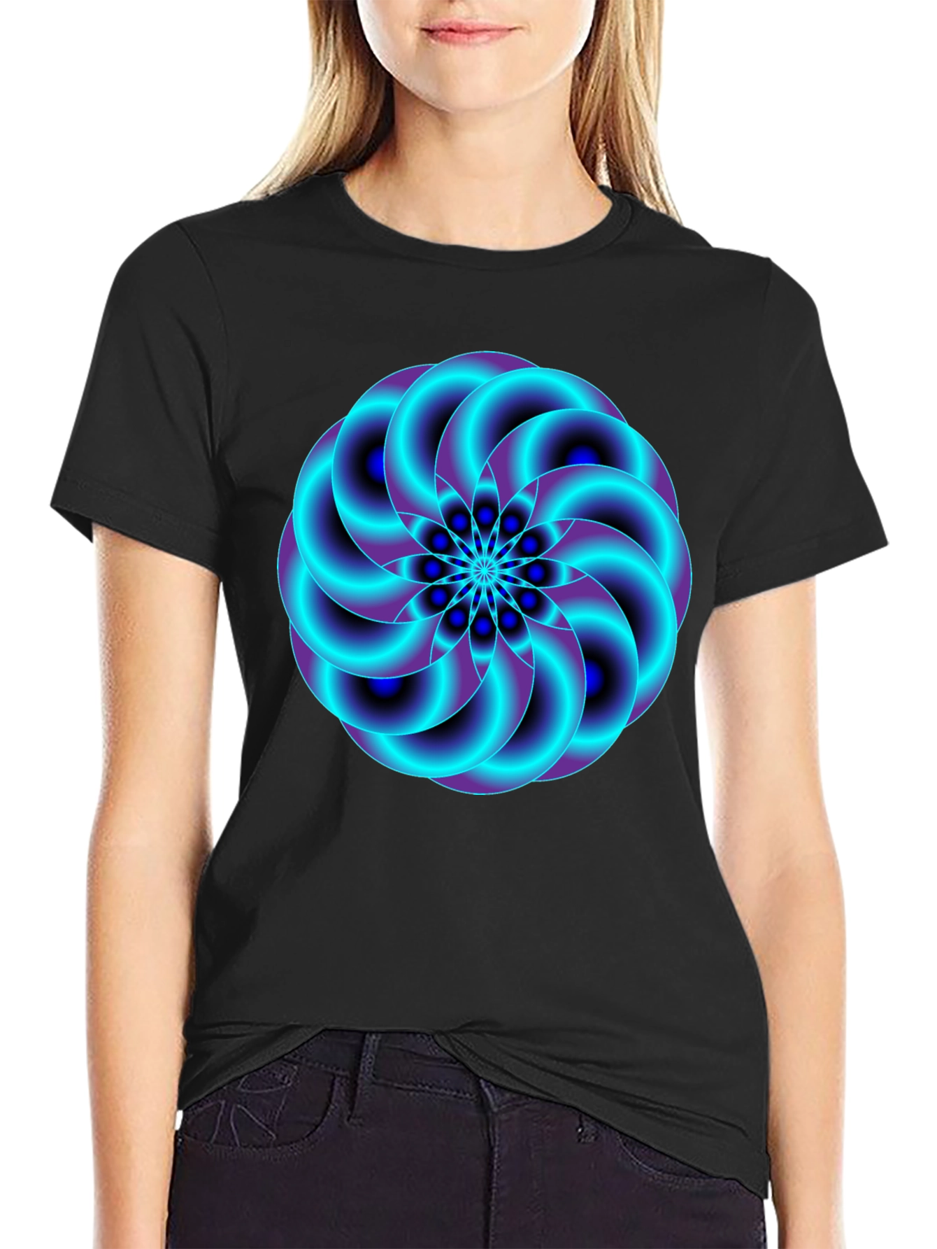 Black Vivid Swirl Graphic Tee - Premium Black Cotton Comfort view 2