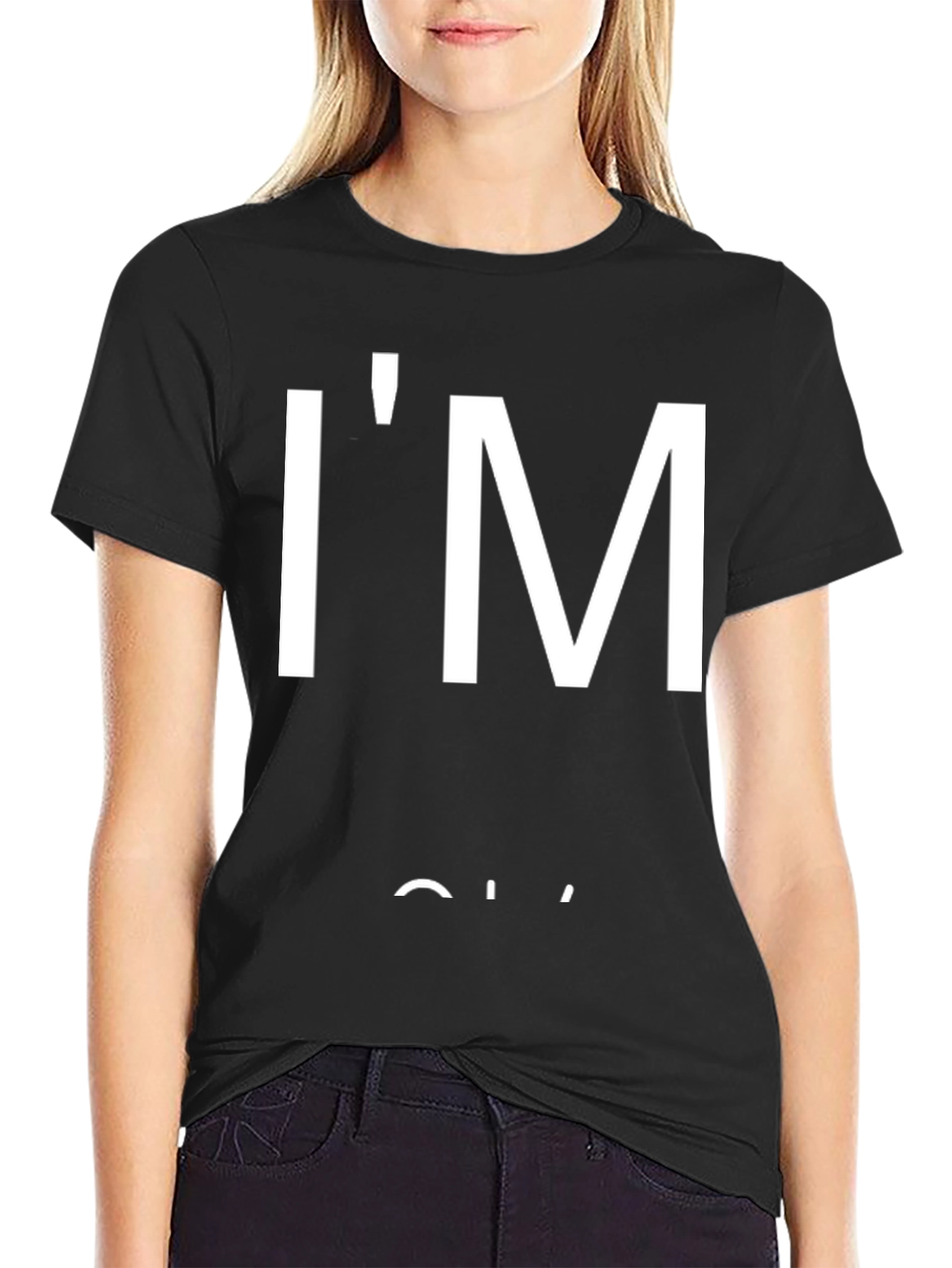 Black I'm Okay T-Shirt - Black Graphic Tee for Casual Wear view 2