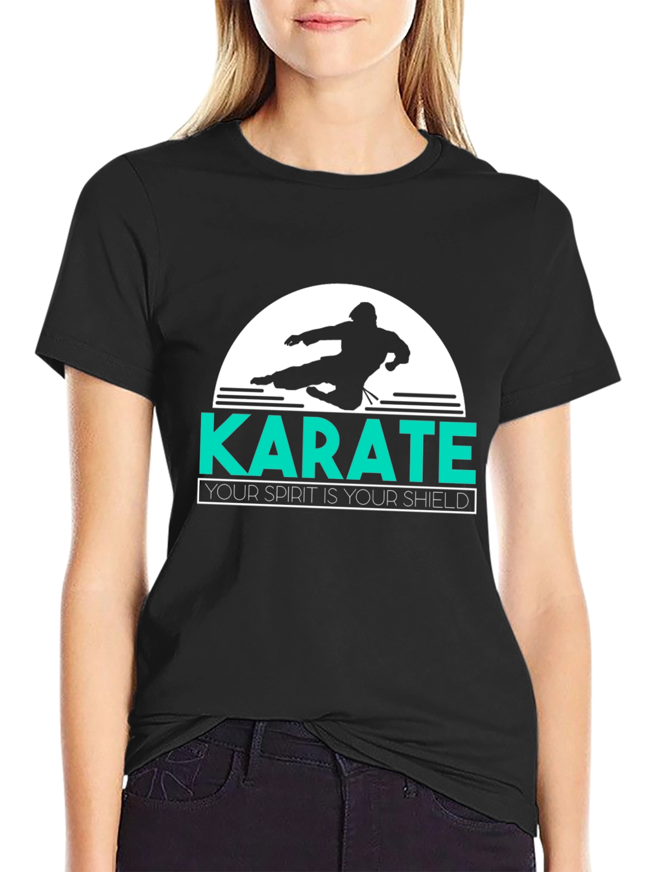 Black Karate Spirit Shield T-Shirt - Black view 2