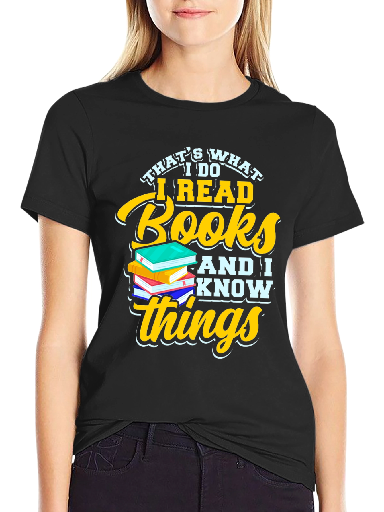 Black I Read Books and I Know Things Graphic Tee view 2