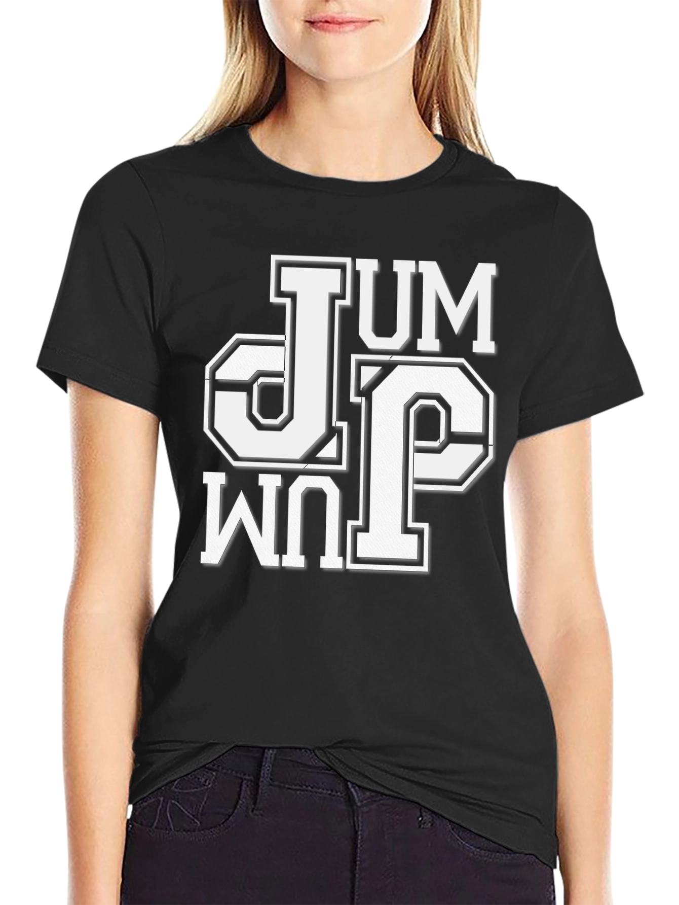 Black Jump T-Shirt | Black Crew Neck Graphic Tee view 2