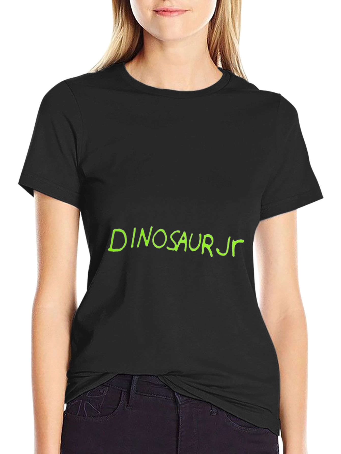 Black Dinosaur Jr. Graphic Tee - Black Cotton Casual view 2