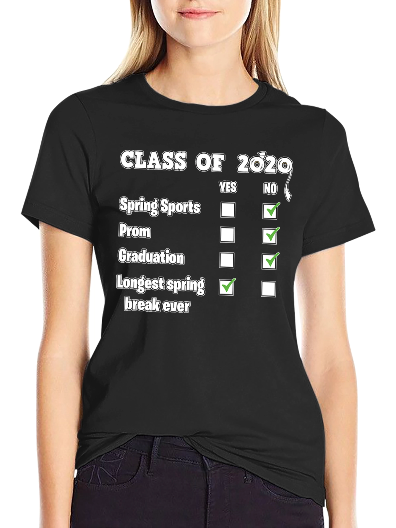 Black Class of 2020 Funny T-Shirt view 2