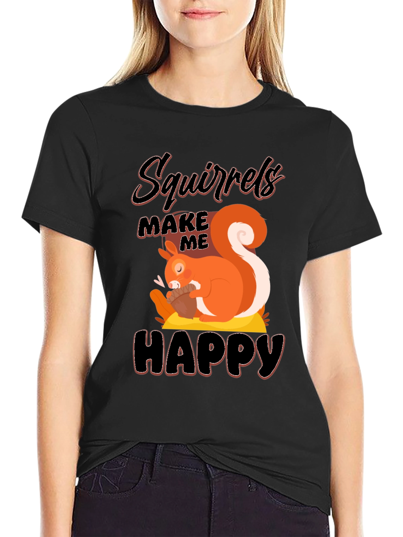 Black Squirrels Make Me Happy T-Shirt view 2