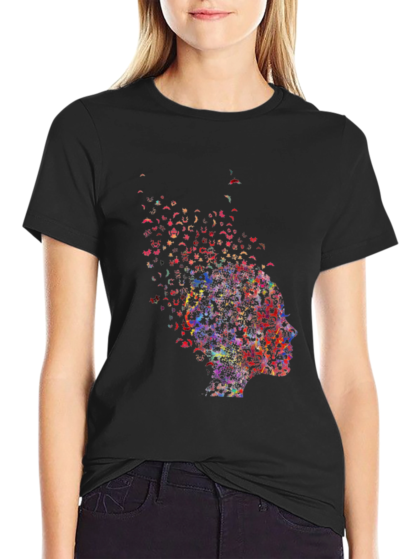 Black Abstract Mind T-Shirt - Artistic Graphic Tee view 2