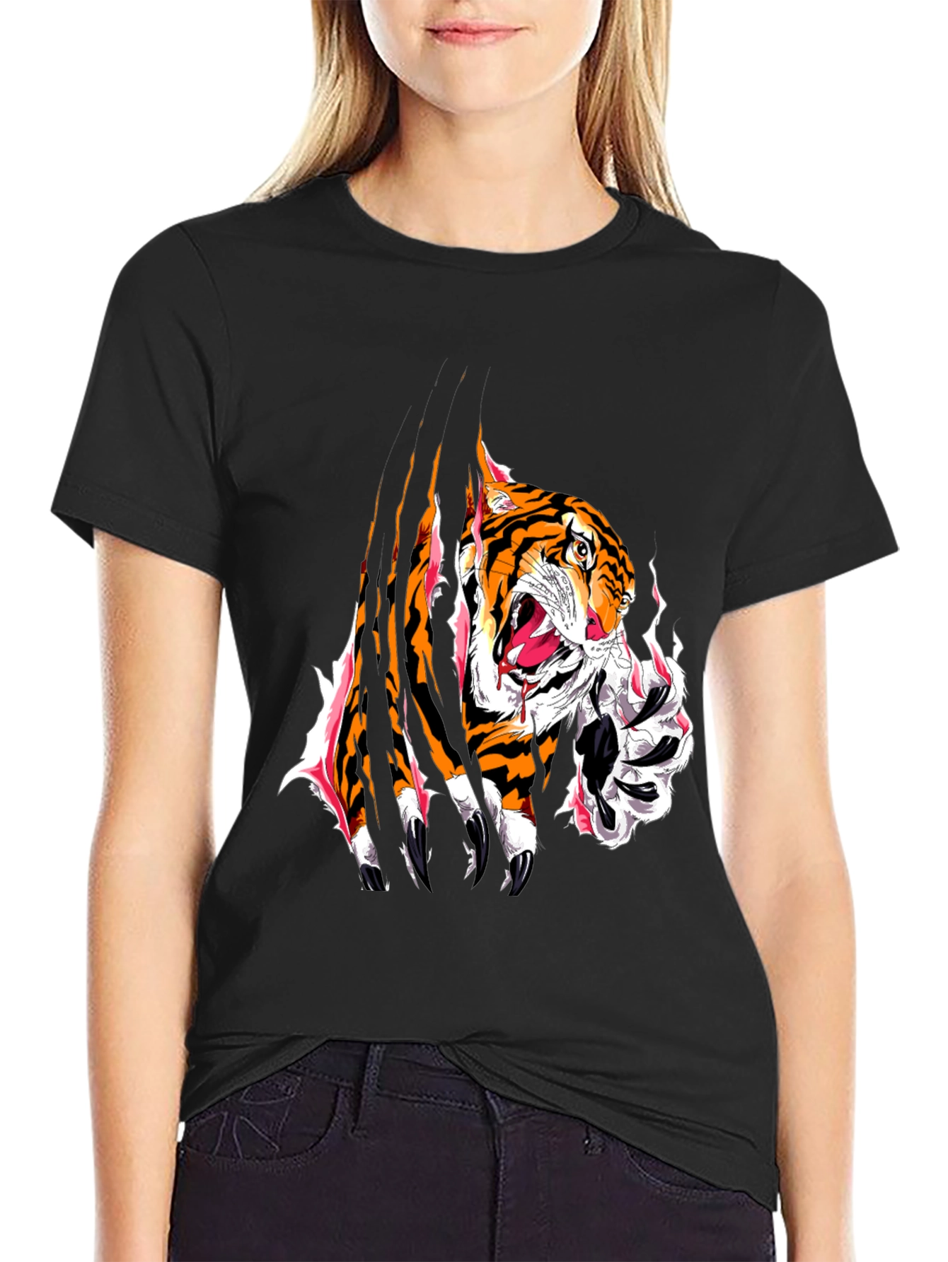 Black Tiger Graphic Tee - Bold Animal Print view 2