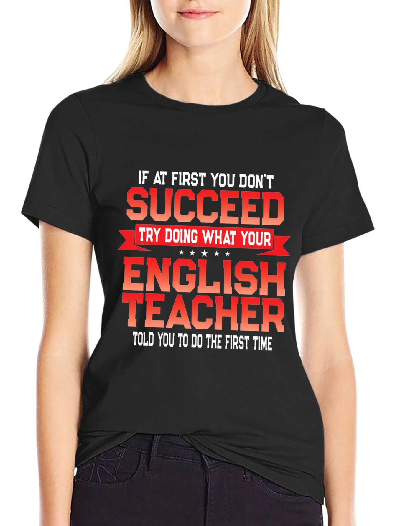 Black Funny English Teacher Graphic T-Shirt view 2