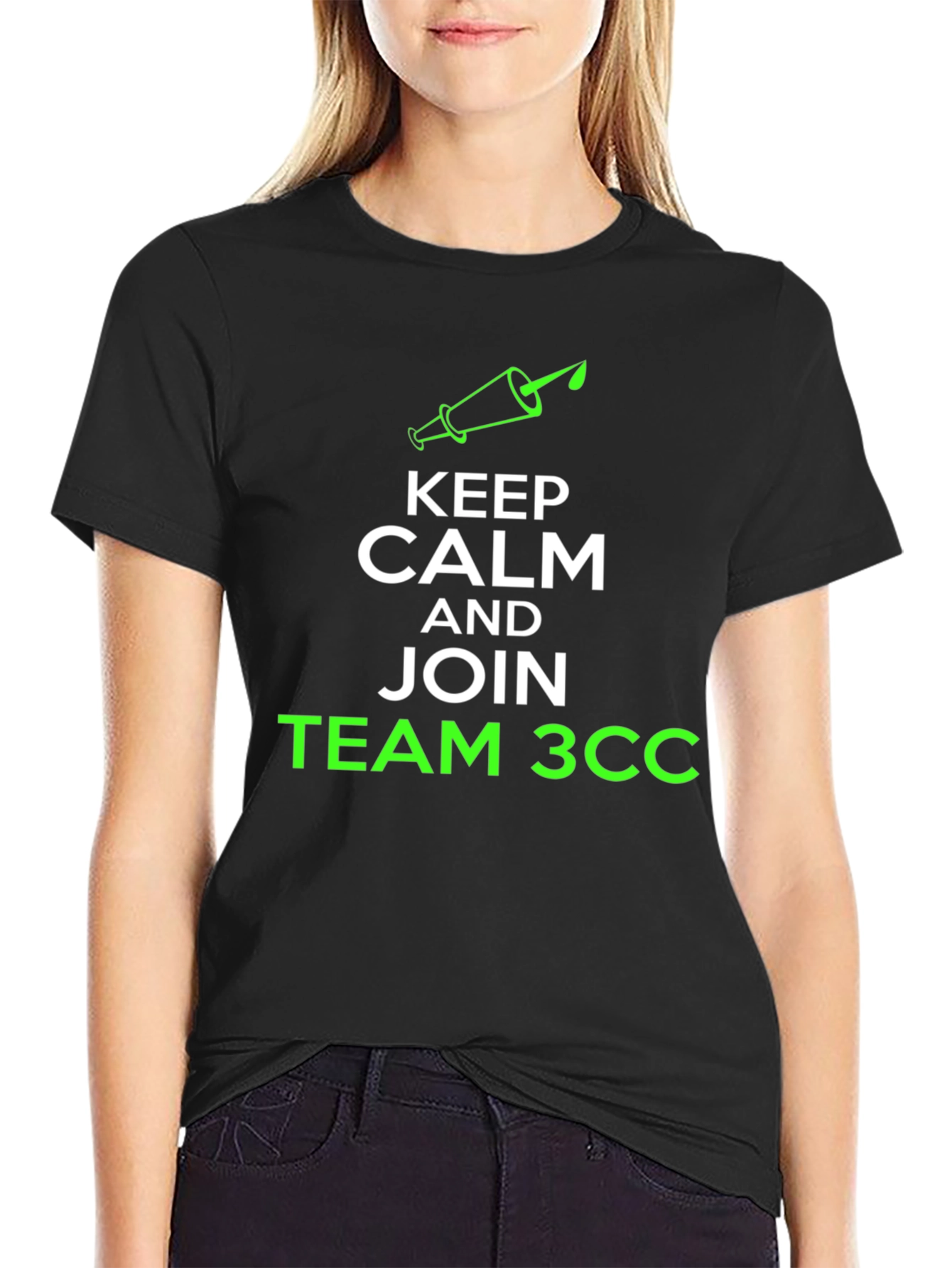 Black Keep Calm & Join Team 3CC Black T-Shirt view 2