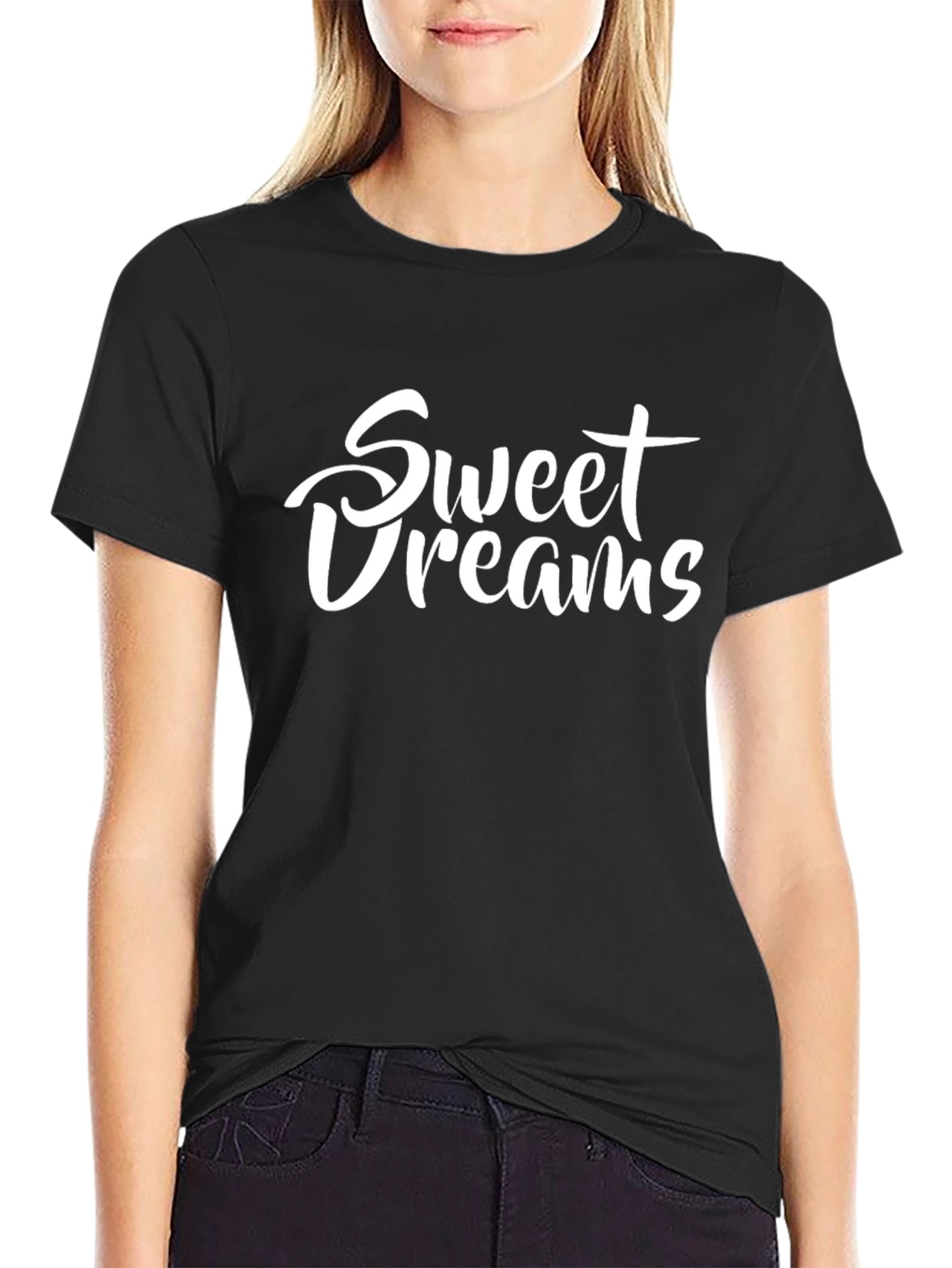 Black Sweet Dreams Black Graphic T-Shirt view 2
