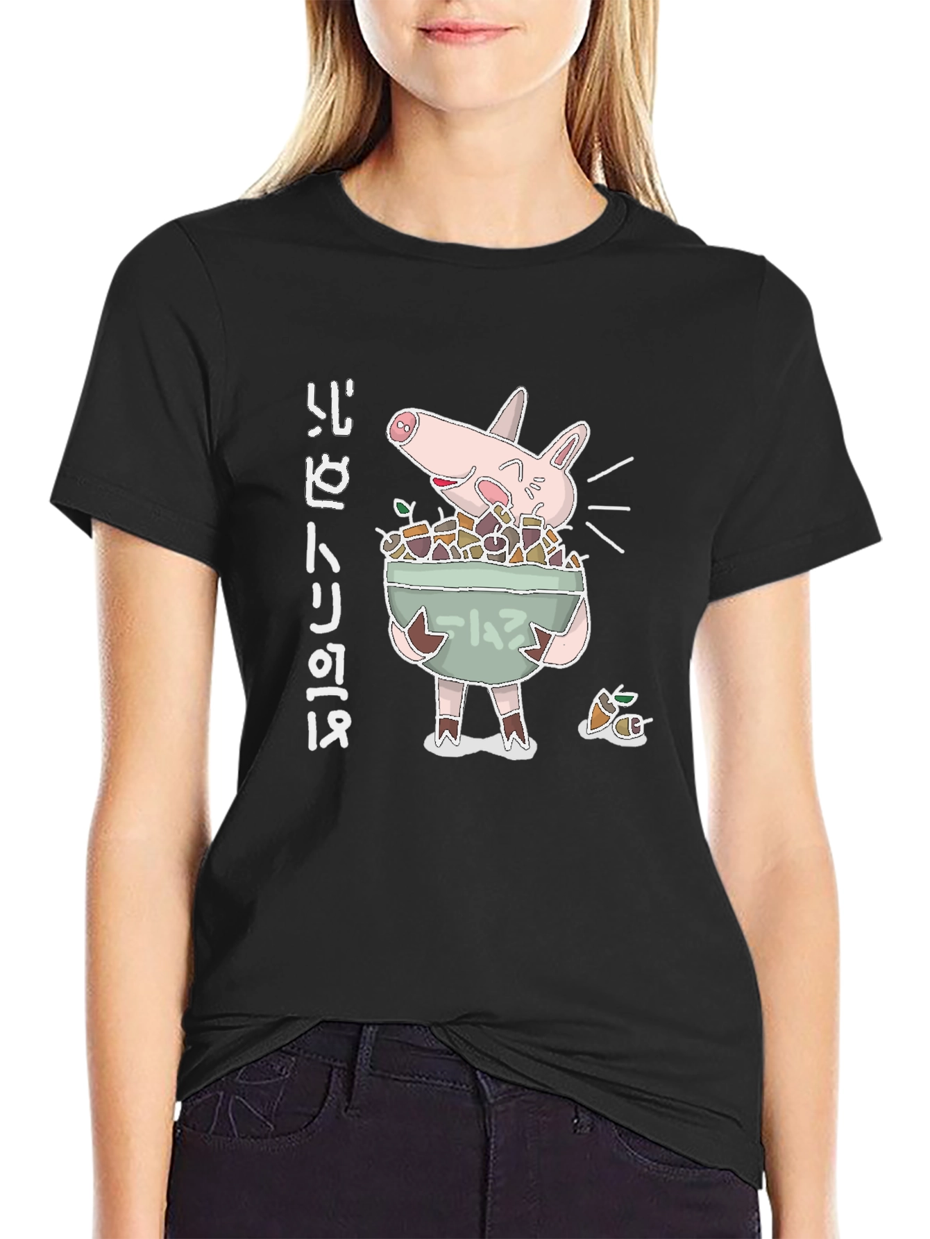 Black Pig Ramen Bowl Graphic Tee - Unique Anime Style view 2