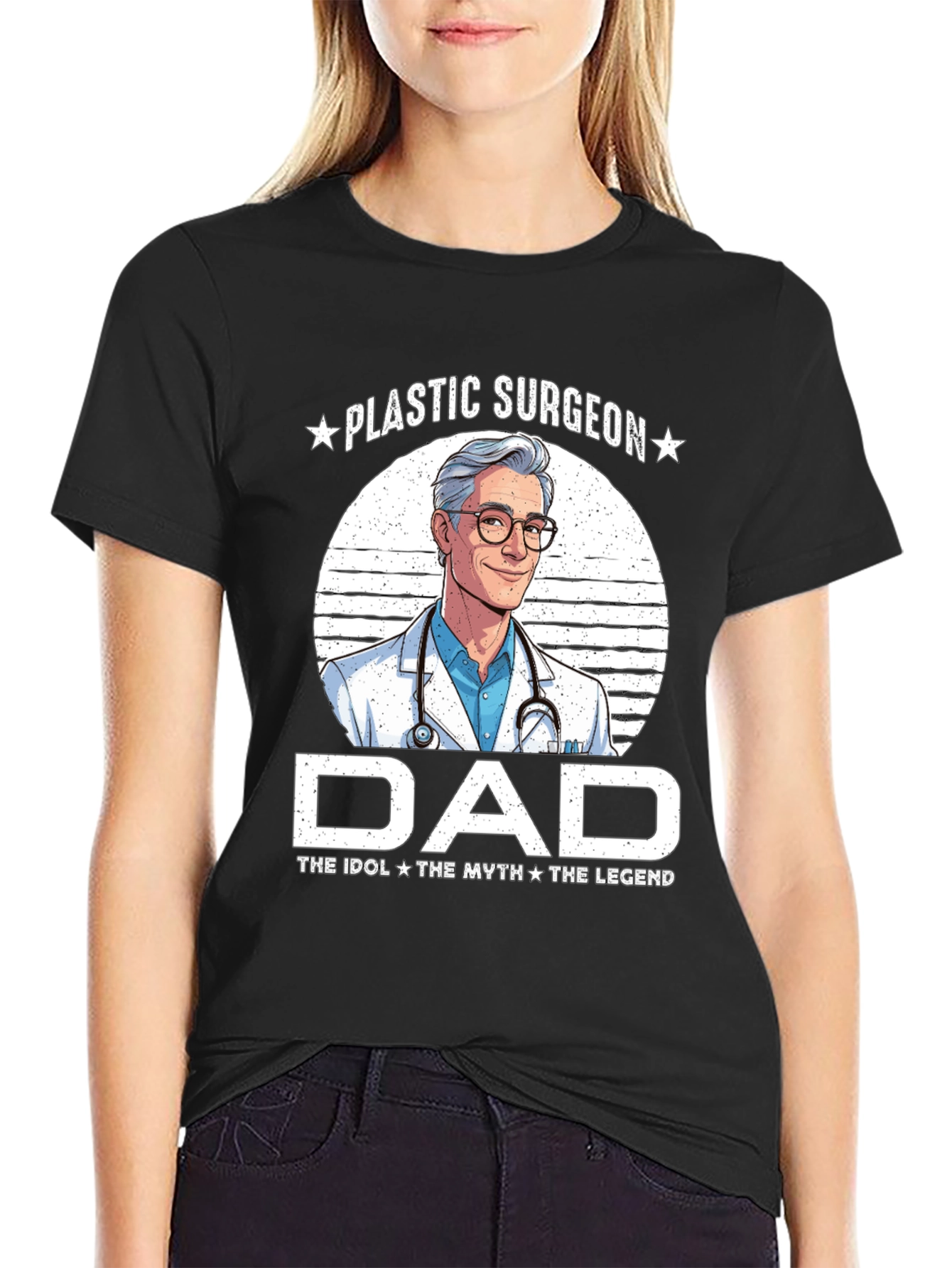 Black Plastic Surgeon Dad T-Shirt - Idol, Myth, Legend view 2