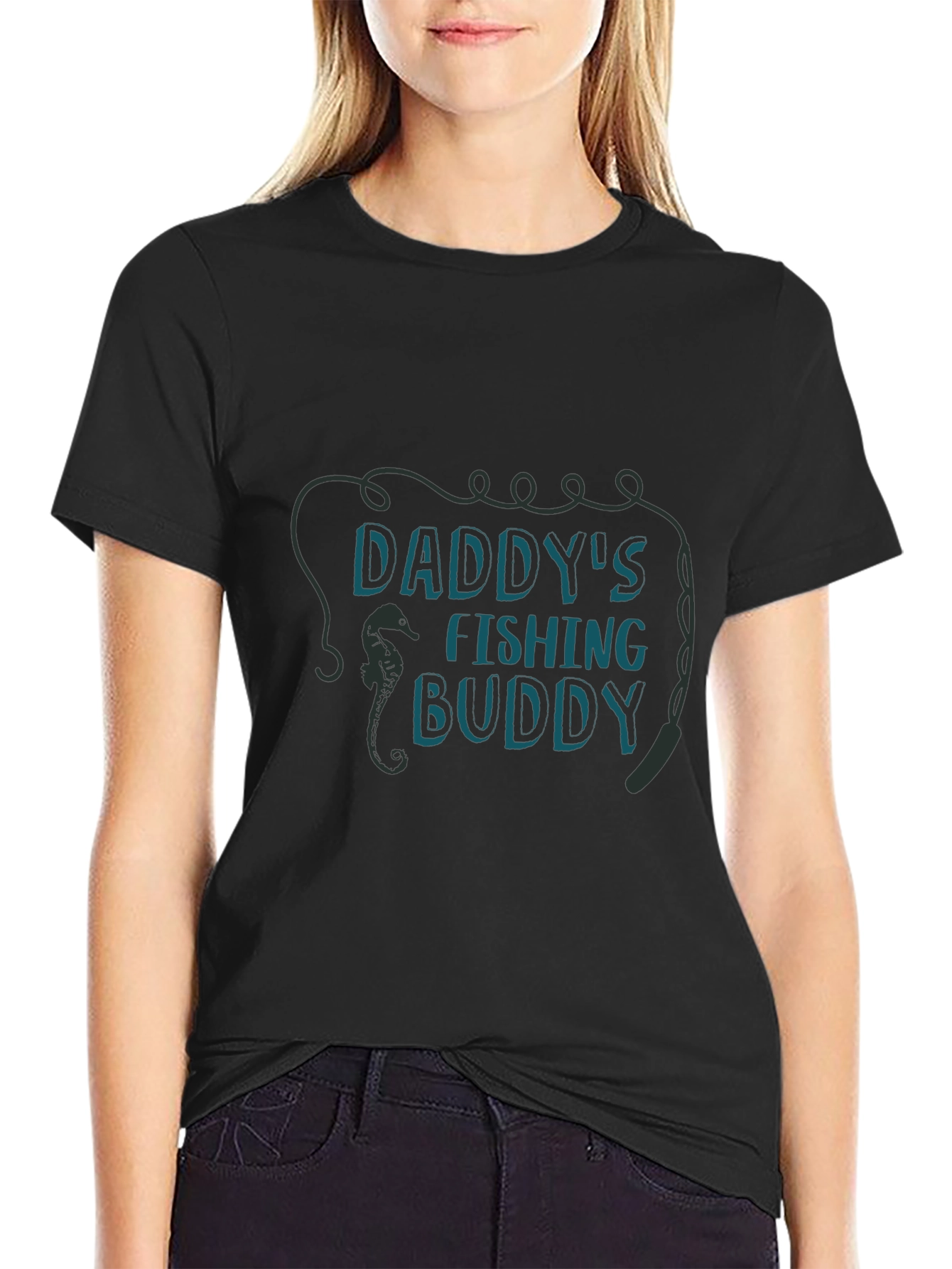 Black Daddy's Fishing Buddy Graphic Tee view 2