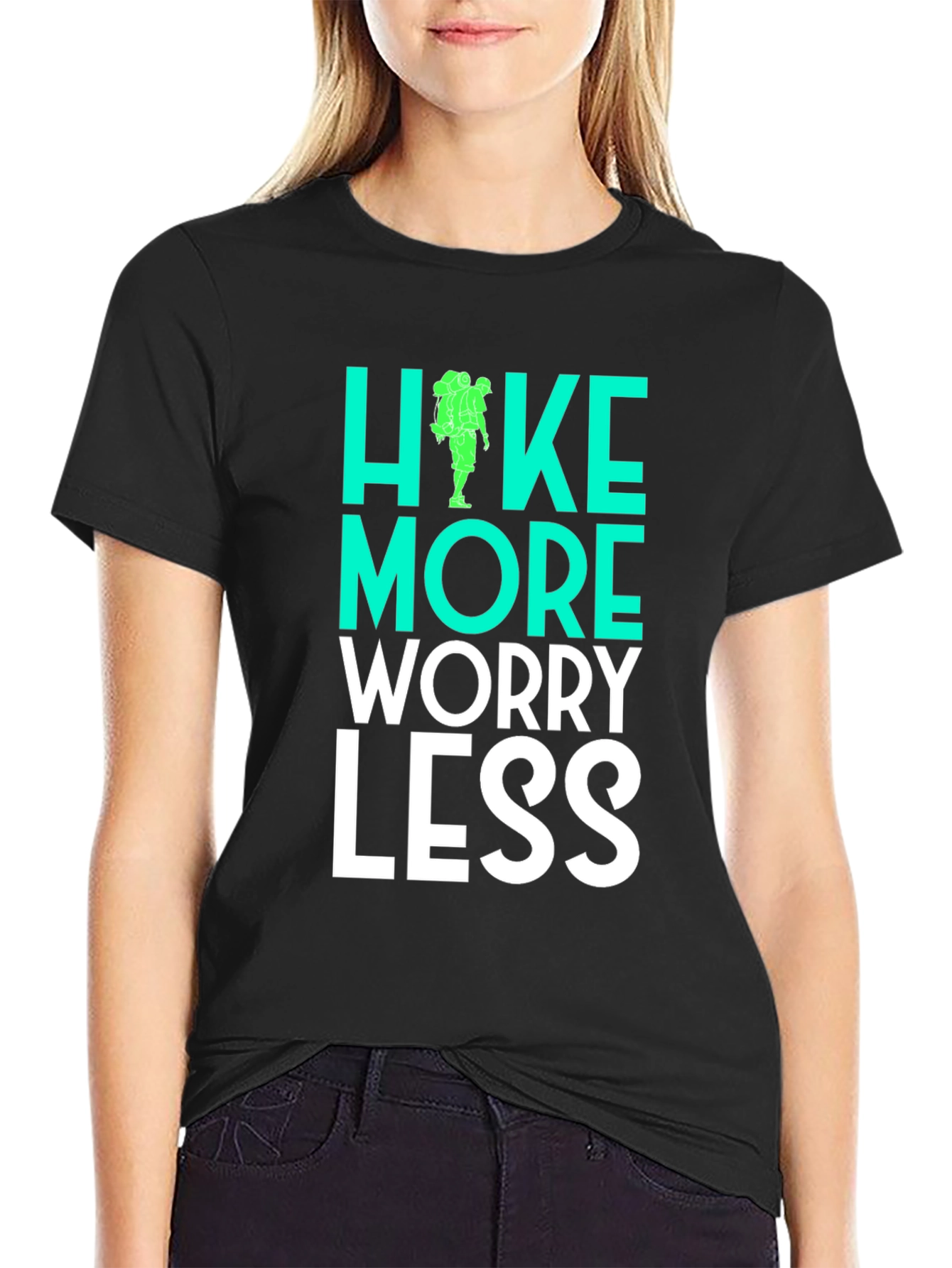 Black Hike More Worry Less Graphic Tee view 2