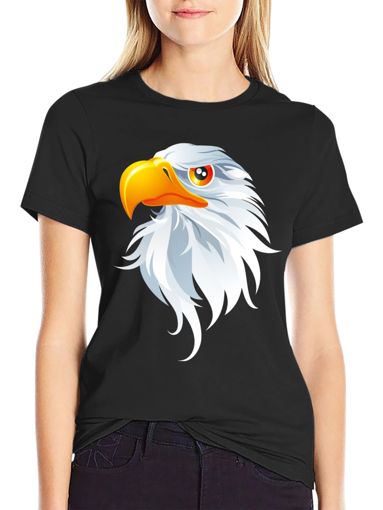 Black Eagle Graphic Black T-Shirt - Patriotic Design view 2