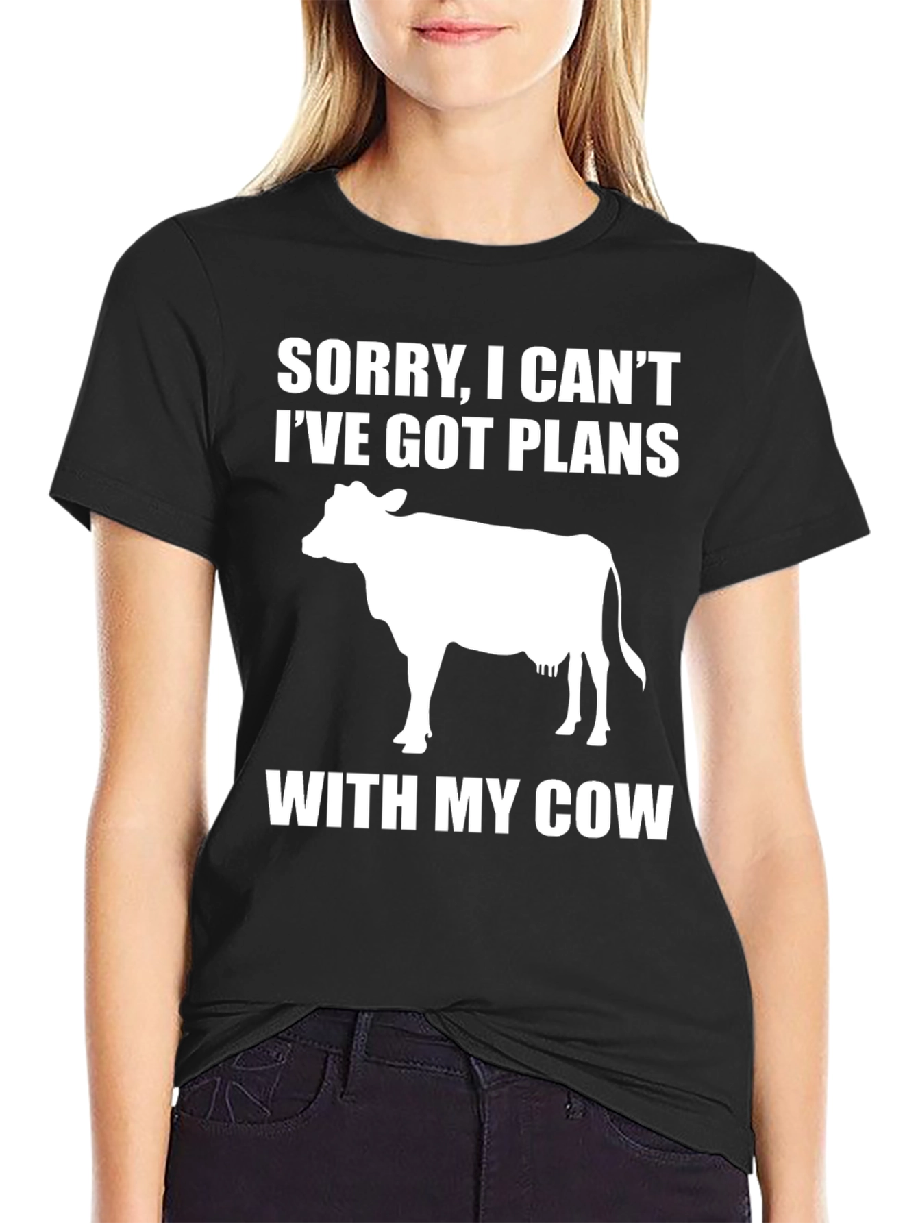 Black Funny Cow Lover T-Shirt - I've Got Plans With My Cow view 2