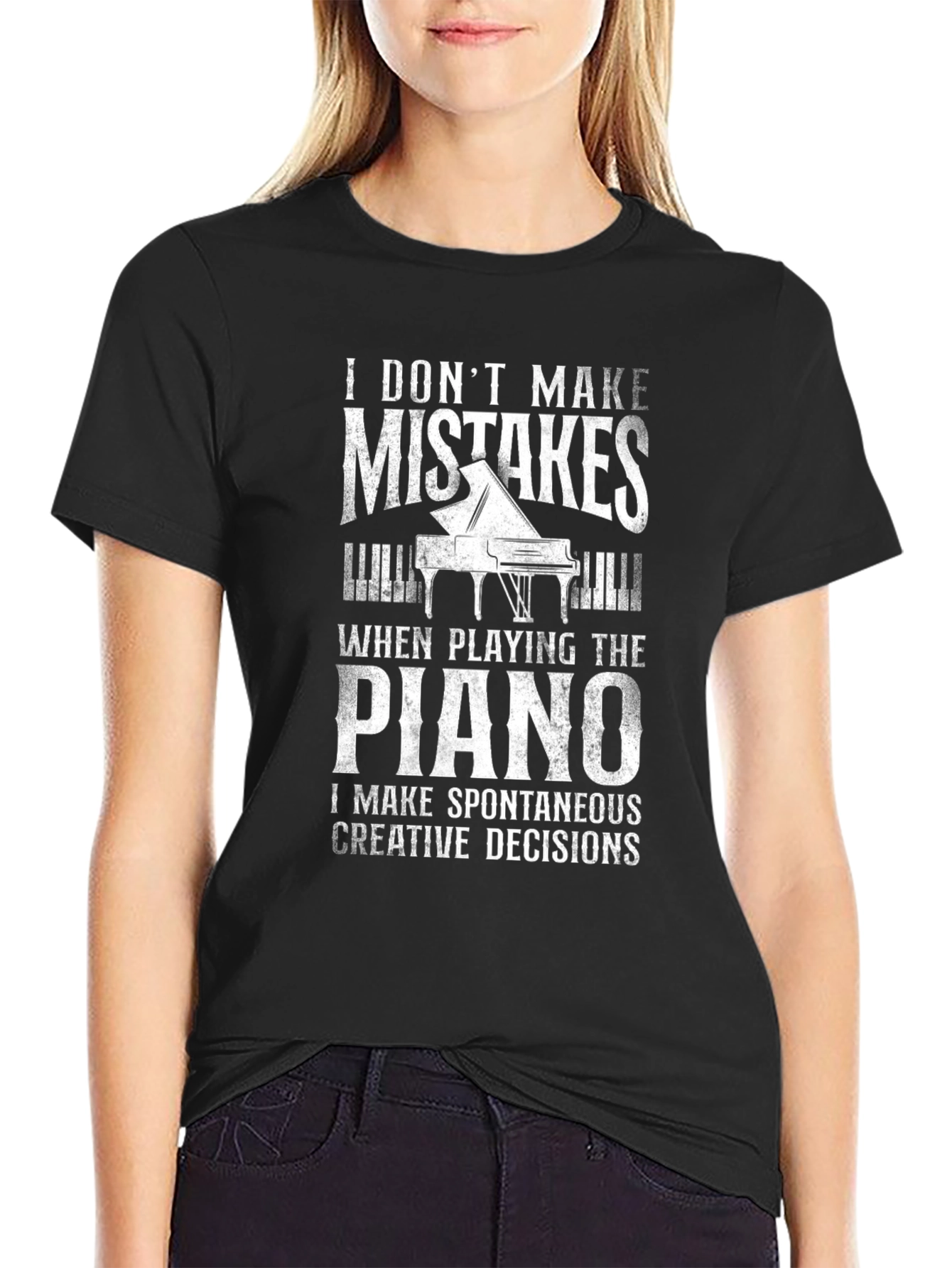 Black Piano Player's T-Shirt: Spontaneous Creative Decisions view 2