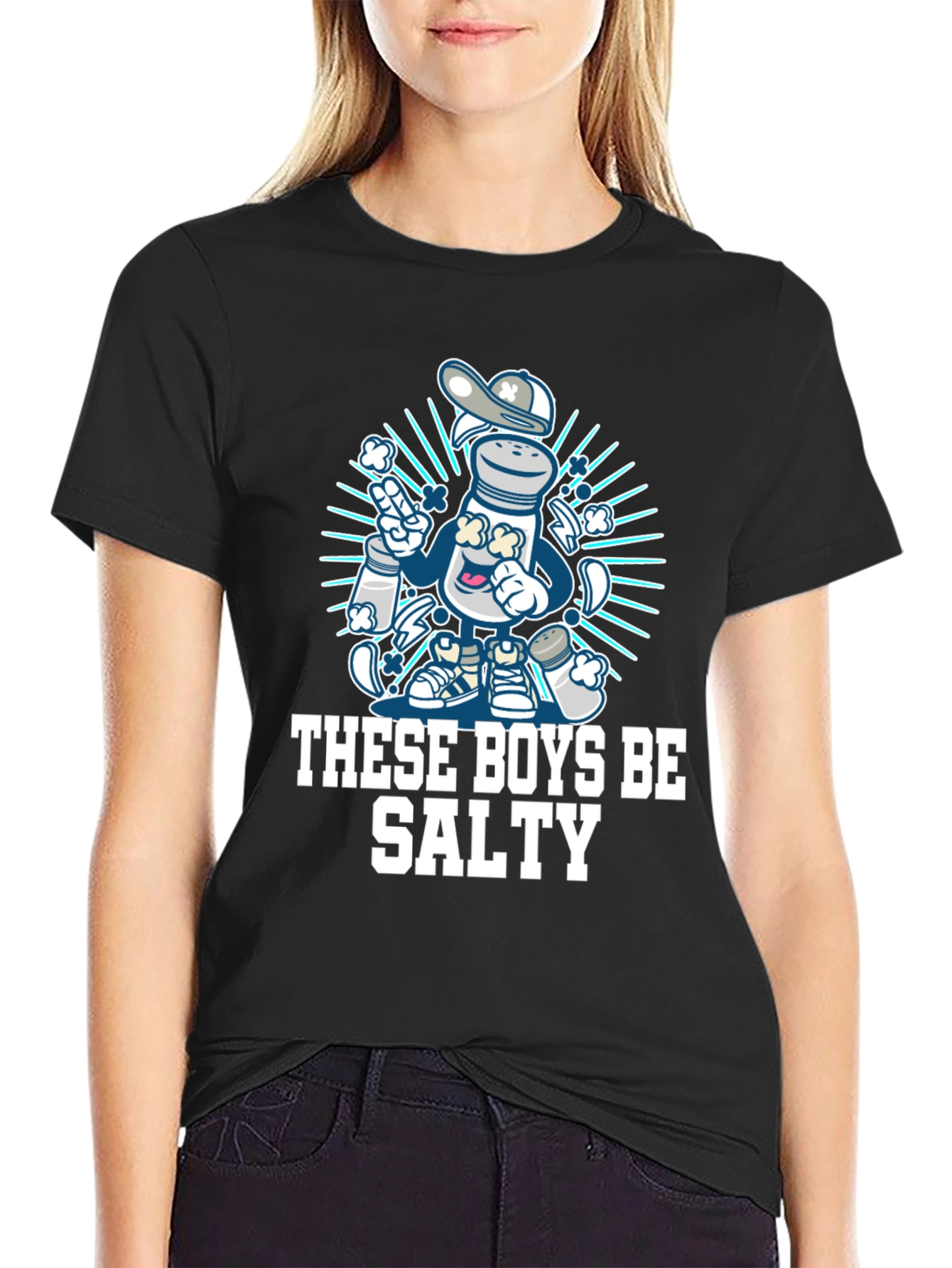 Black Salty Graphic Tee - These Boys Be Salty Funny T-Shirt view 2