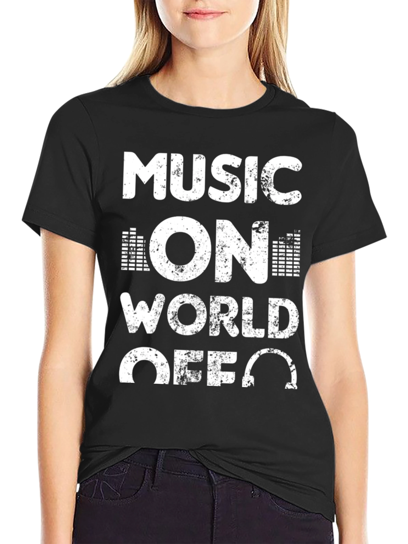 Black Music On World Off Graphic T-Shirt view 2