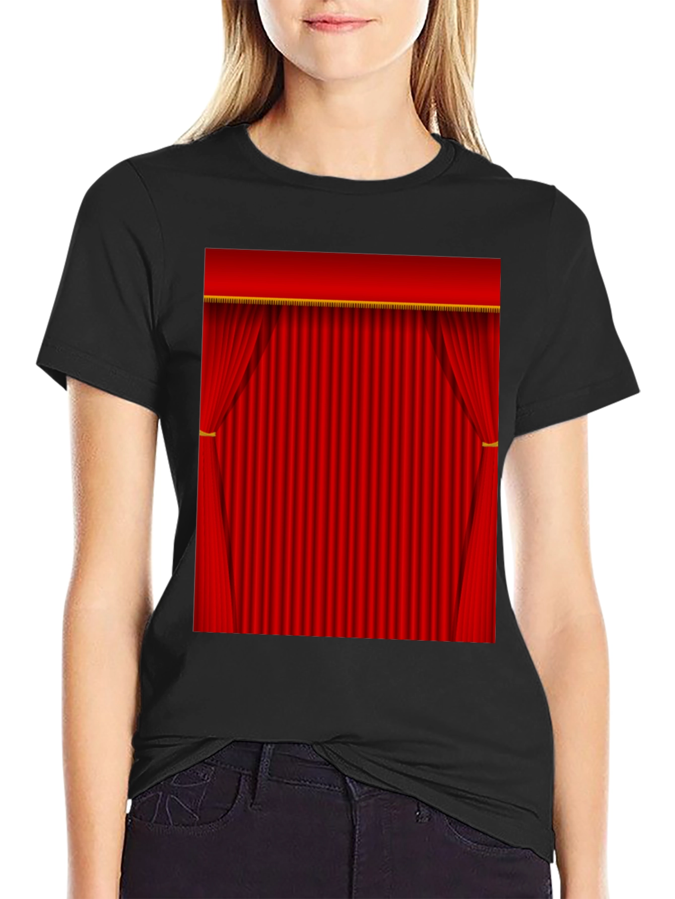 Black Theater Curtains Graphic Tee - Stage Ready Style view 2