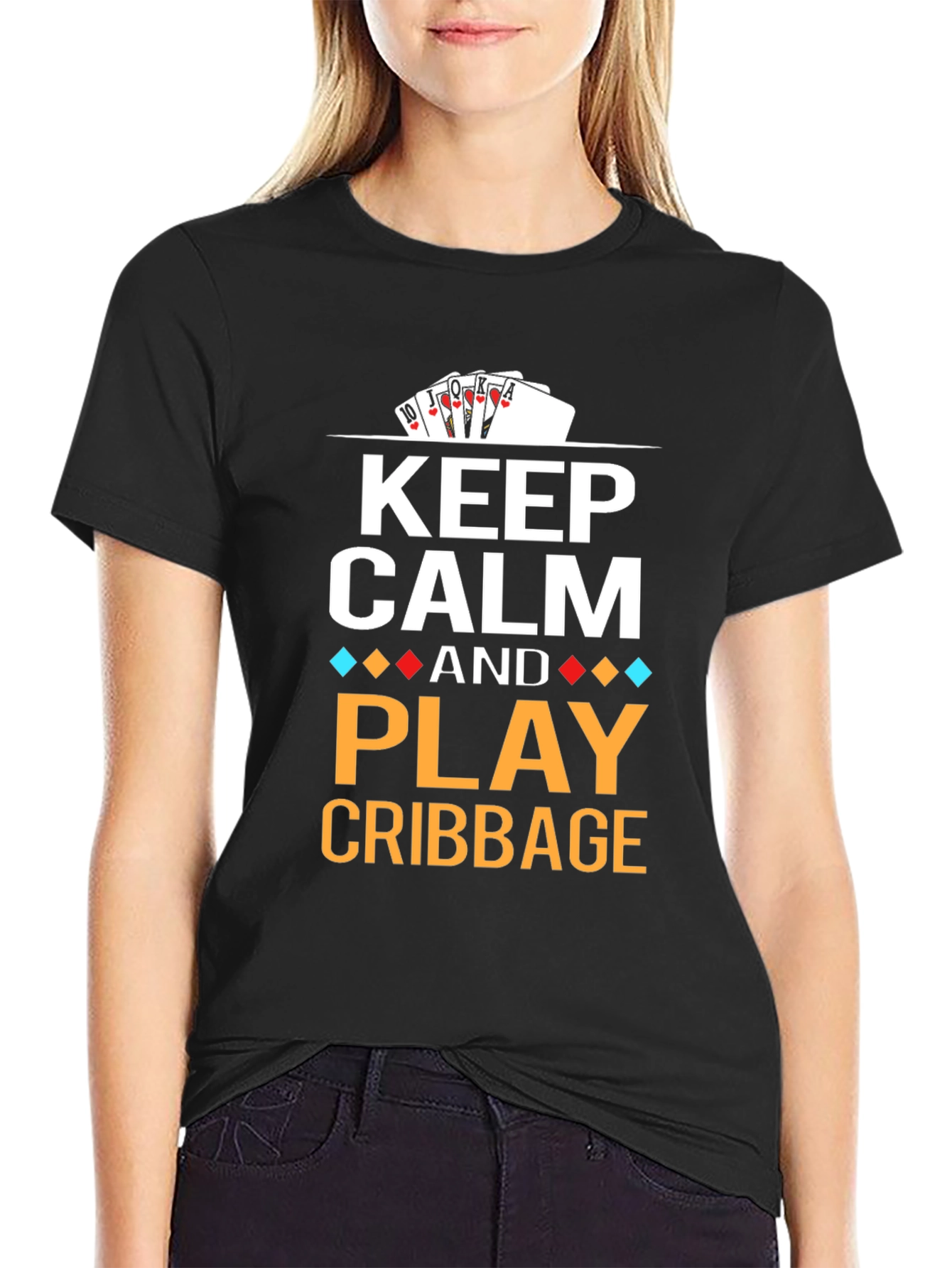 Black Keep Calm and Play Cribbage T-Shirt view 2