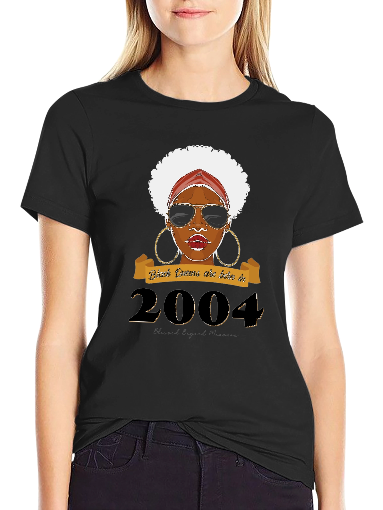 Black Black Queen Born In 2004 T-Shirt view 2