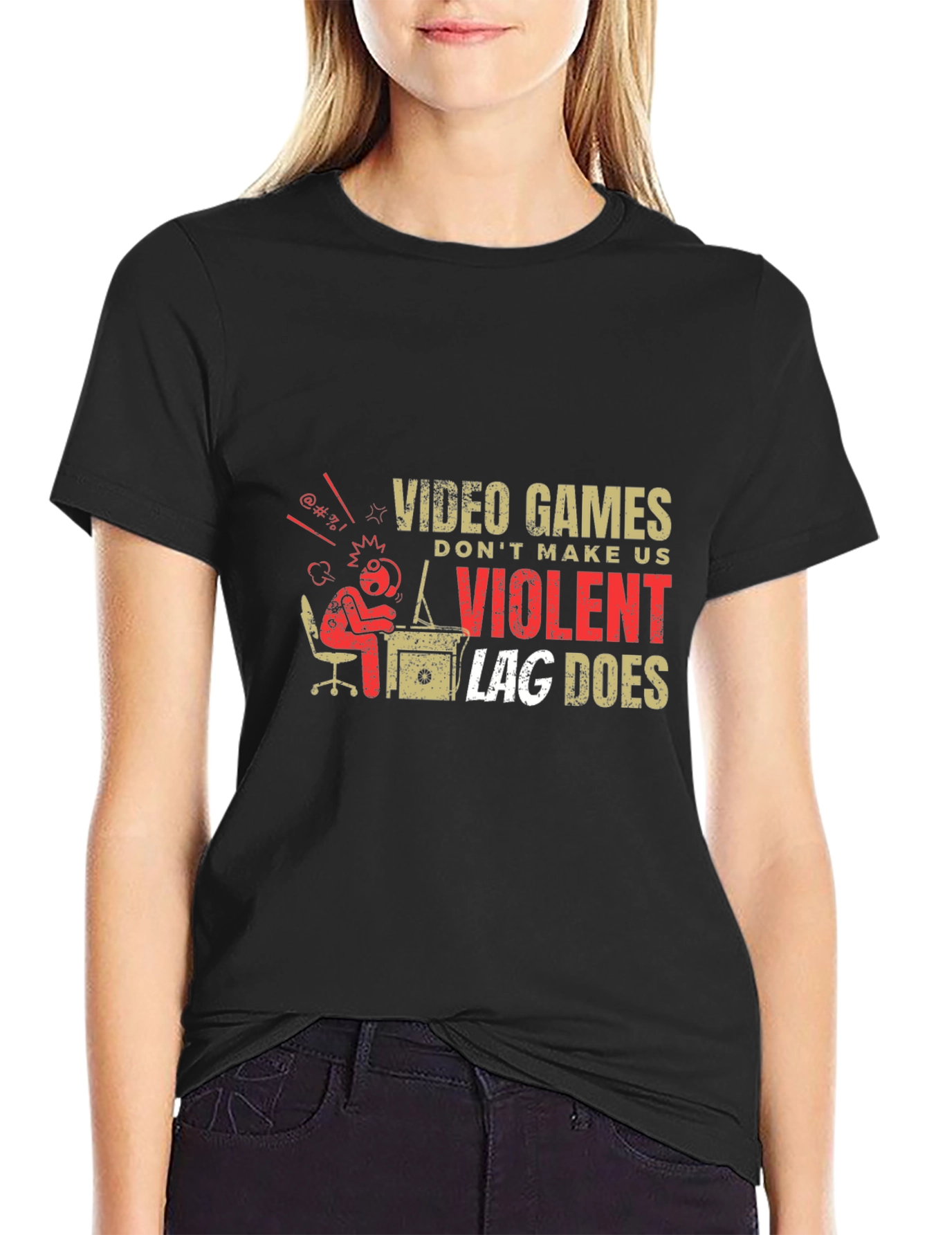 Black Video Game Lag T-Shirt view 2