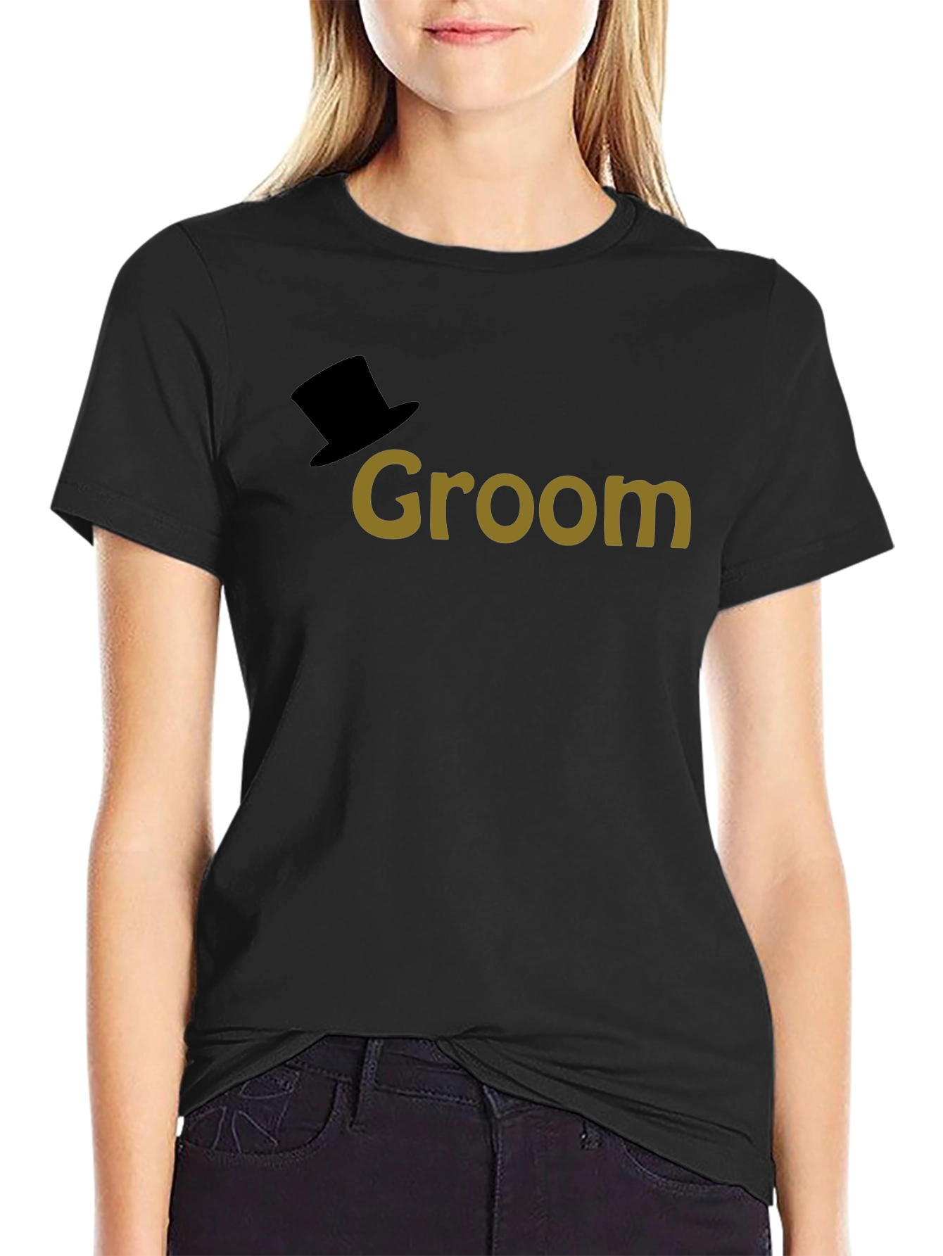 Black Groom Top Hat T-Shirt - Wedding Apparel view 2