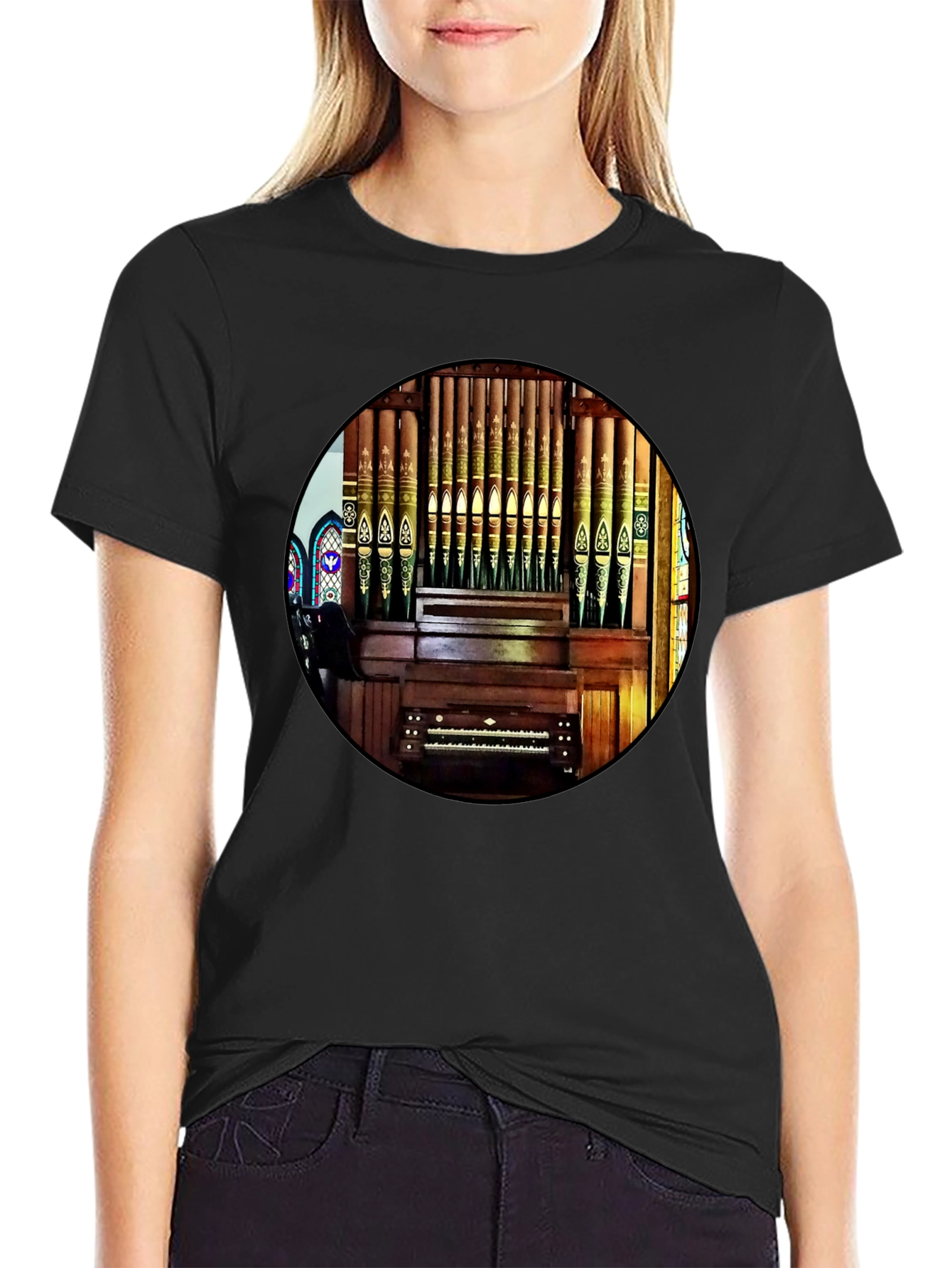 Black Vintage Organ T-Shirt view 2