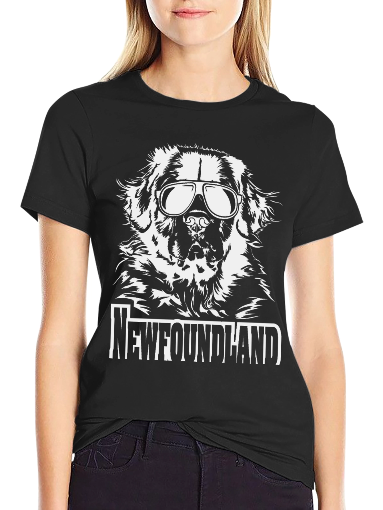 Newfoundland Dog Sunglasses Graphic Tee - 2