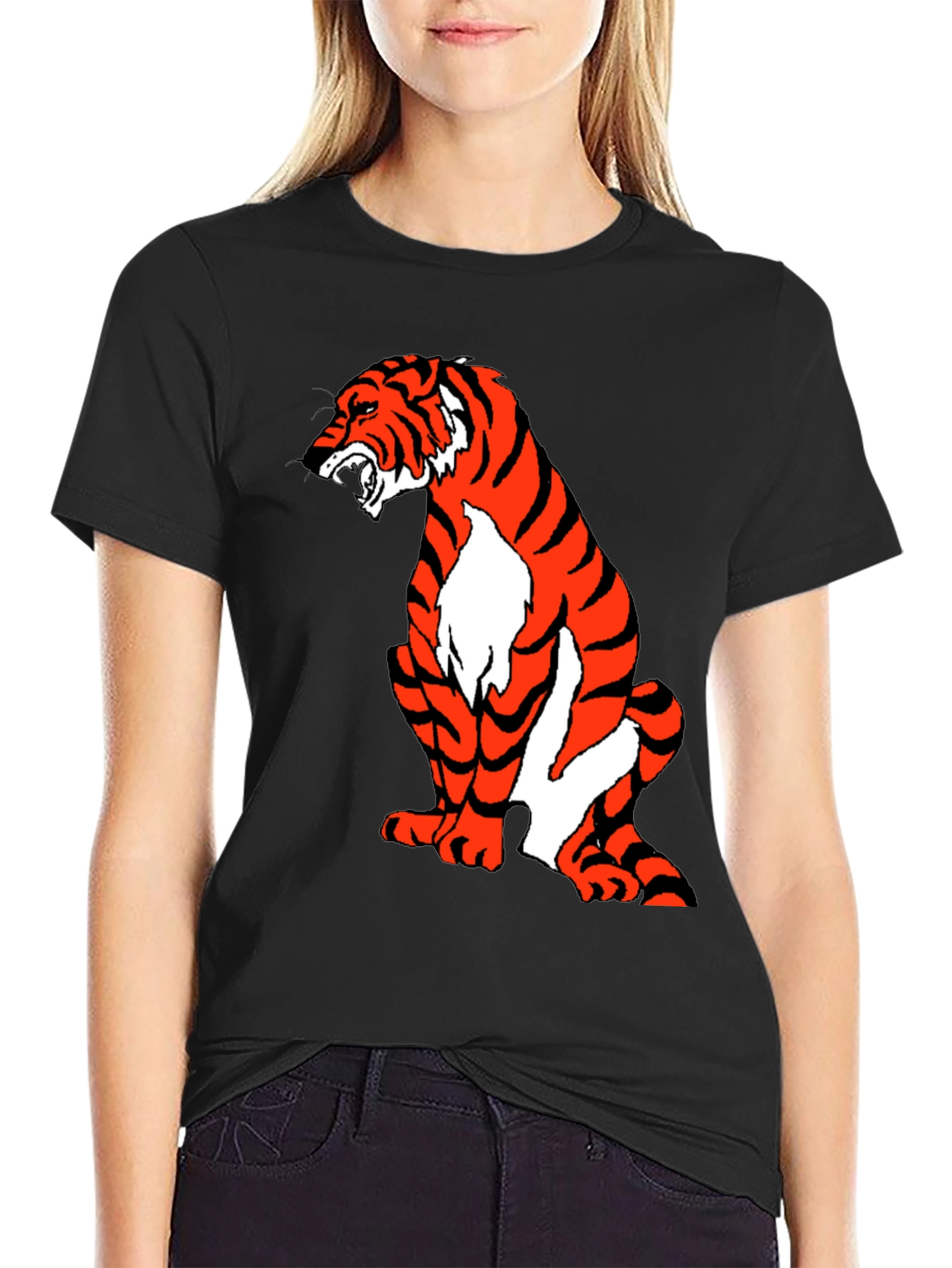 Black Tiger Graphic Black T-Shirt view 2
