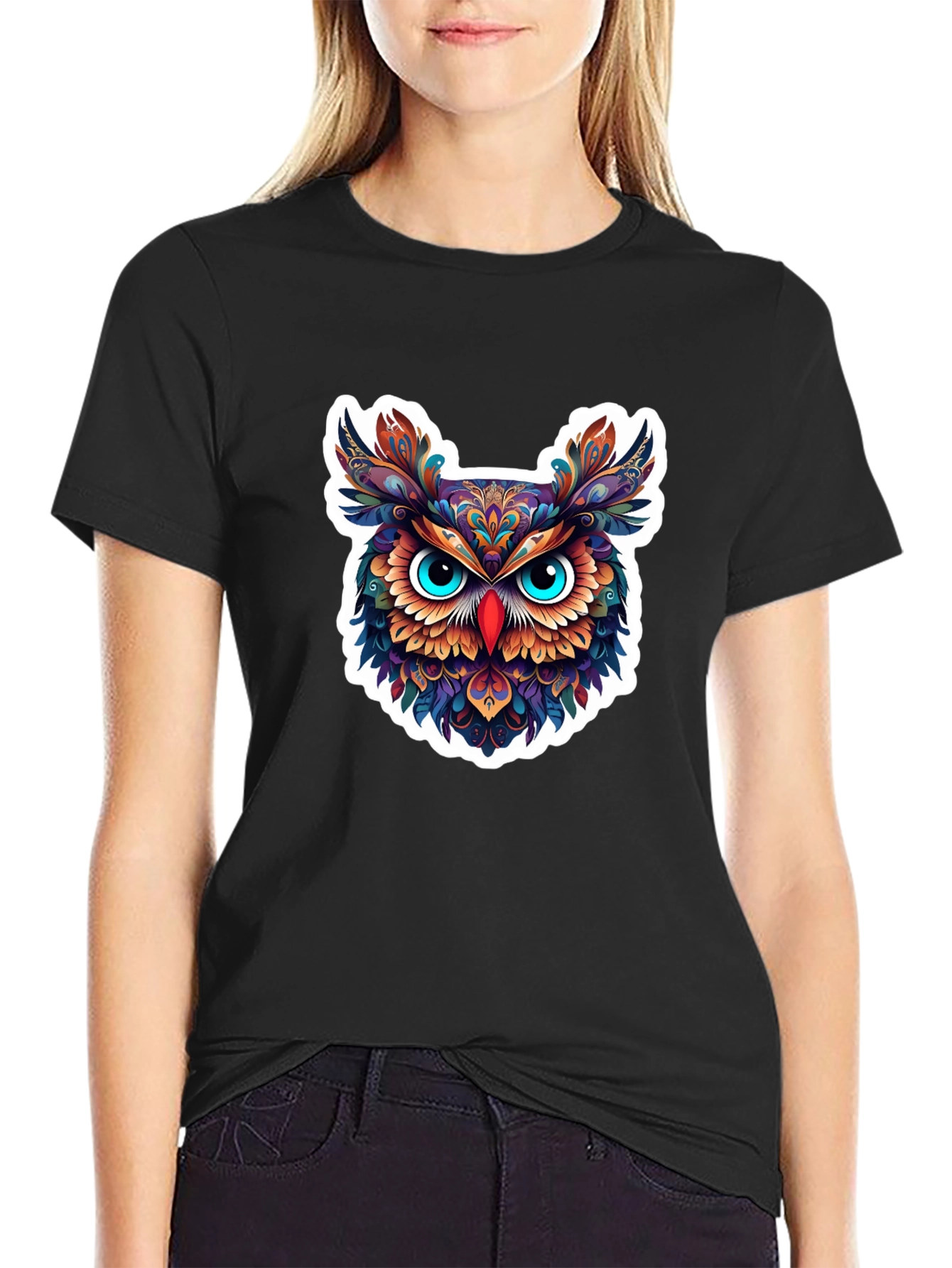 Black Men's Black Owl Graphic Tee view 2