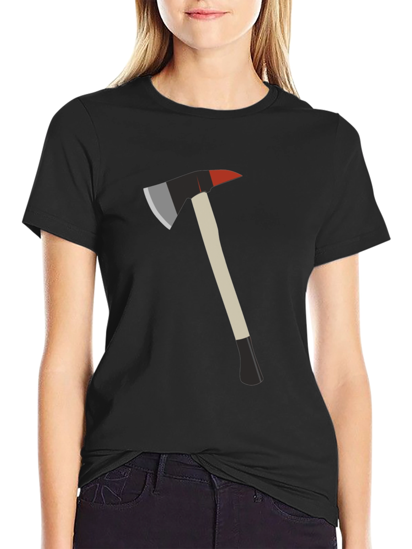 Black Fire Axe Graphic Tee - Black Cotton T-Shirt view 2