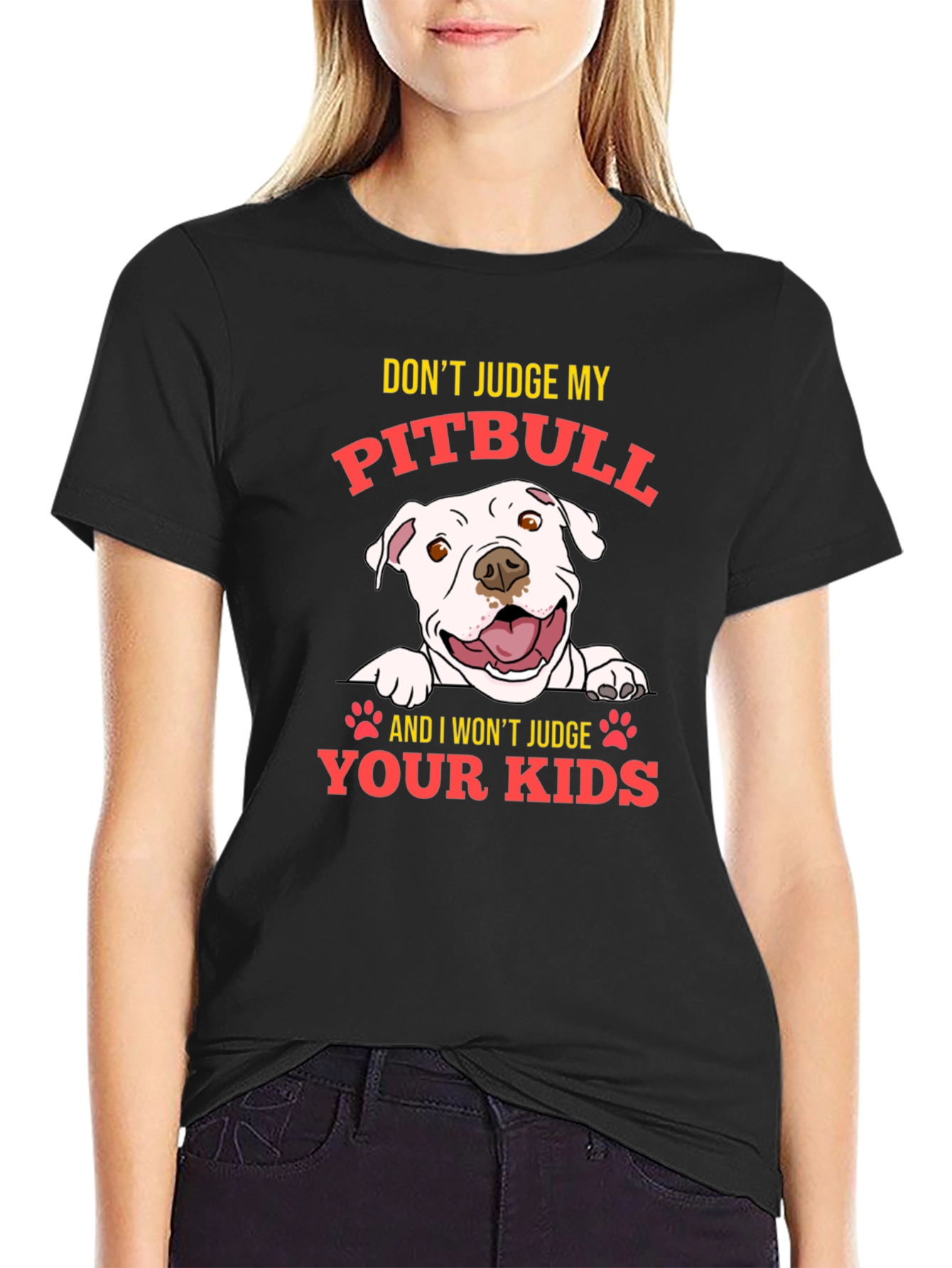 Black Pitbull Lover Graphic T-Shirt view 2