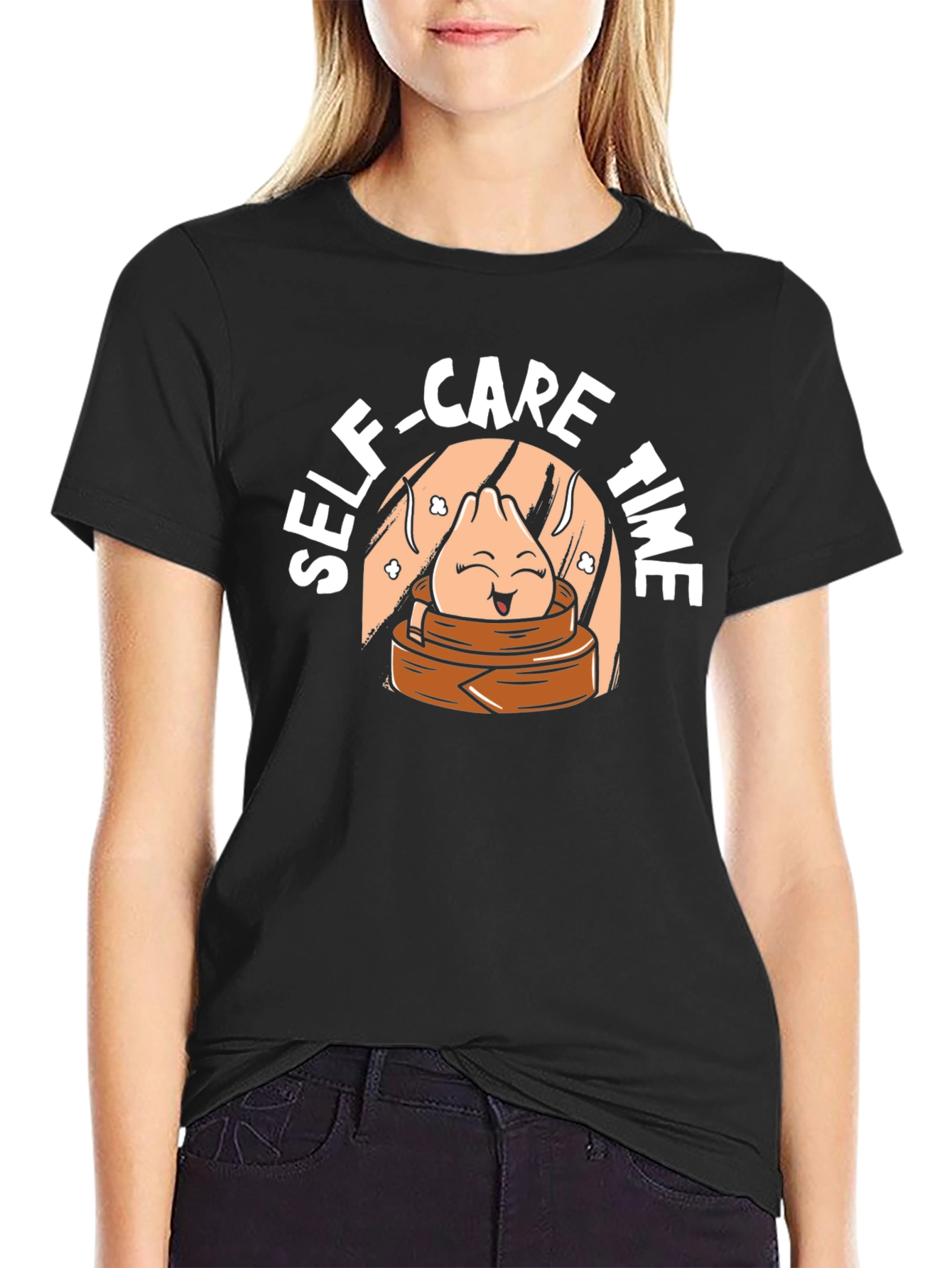 Black Self-Care Time Dumpling T-Shirt view 2