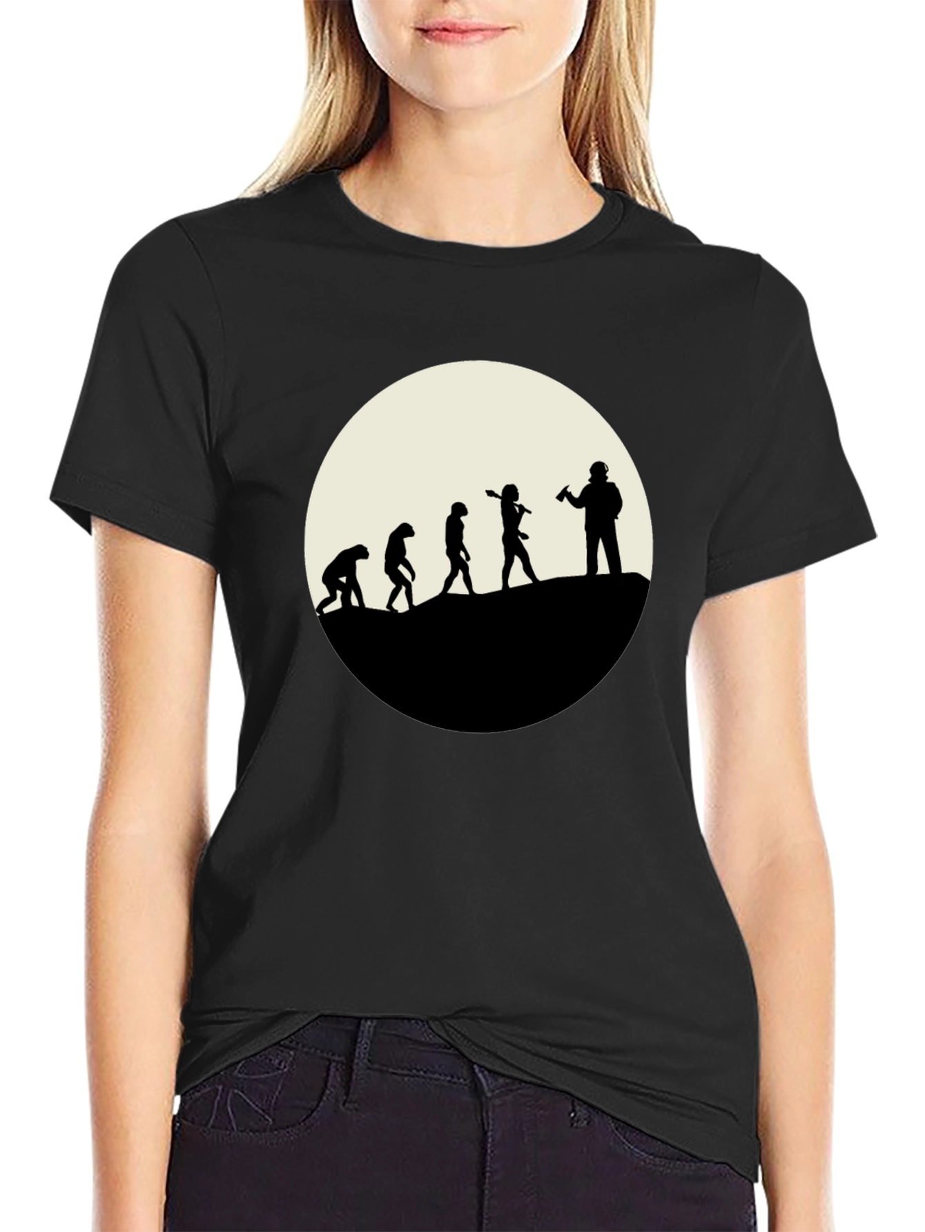Black Evolution of the Beer Drinker - Black T-Shirt view 2