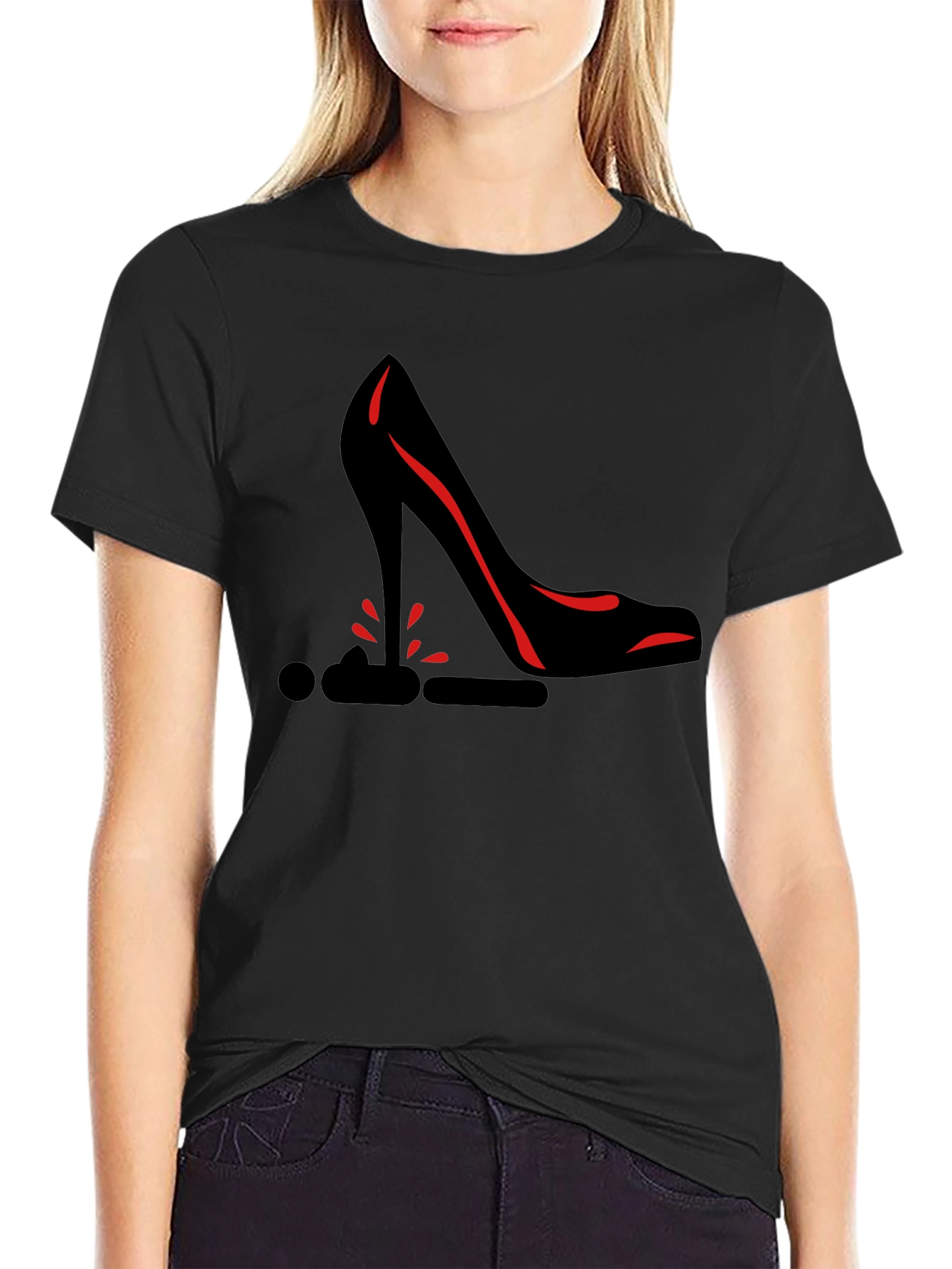 Black High Heel Graphic Black T-Shirt view 2