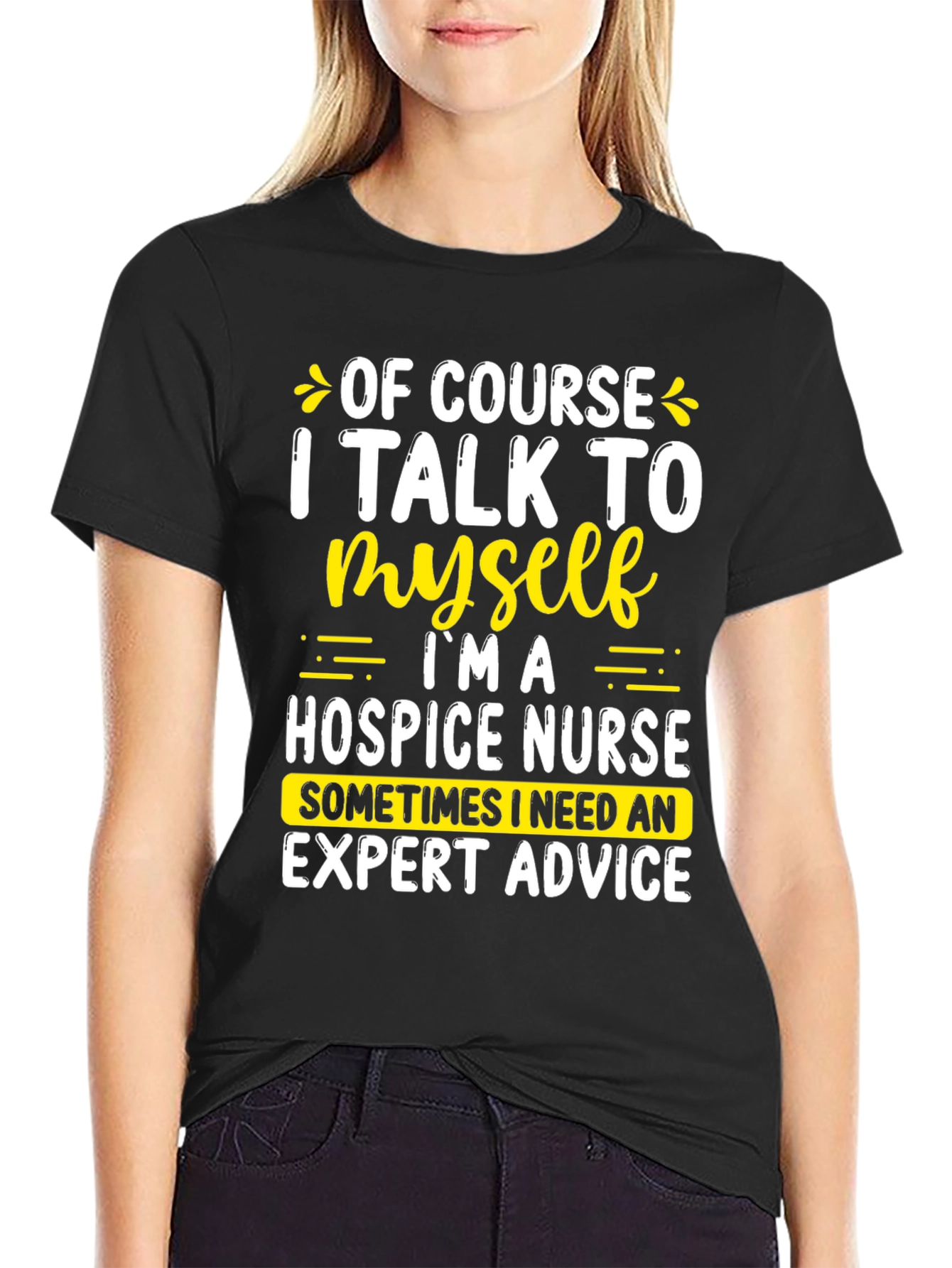 Black Hospice Nurse Expert Advice T-Shirt view 2