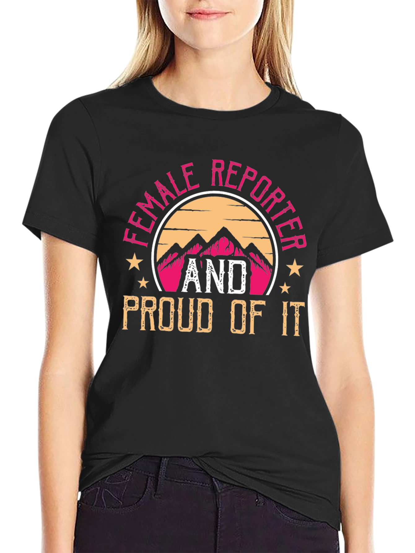 Black Female Reporter Pride T-Shirt view 2