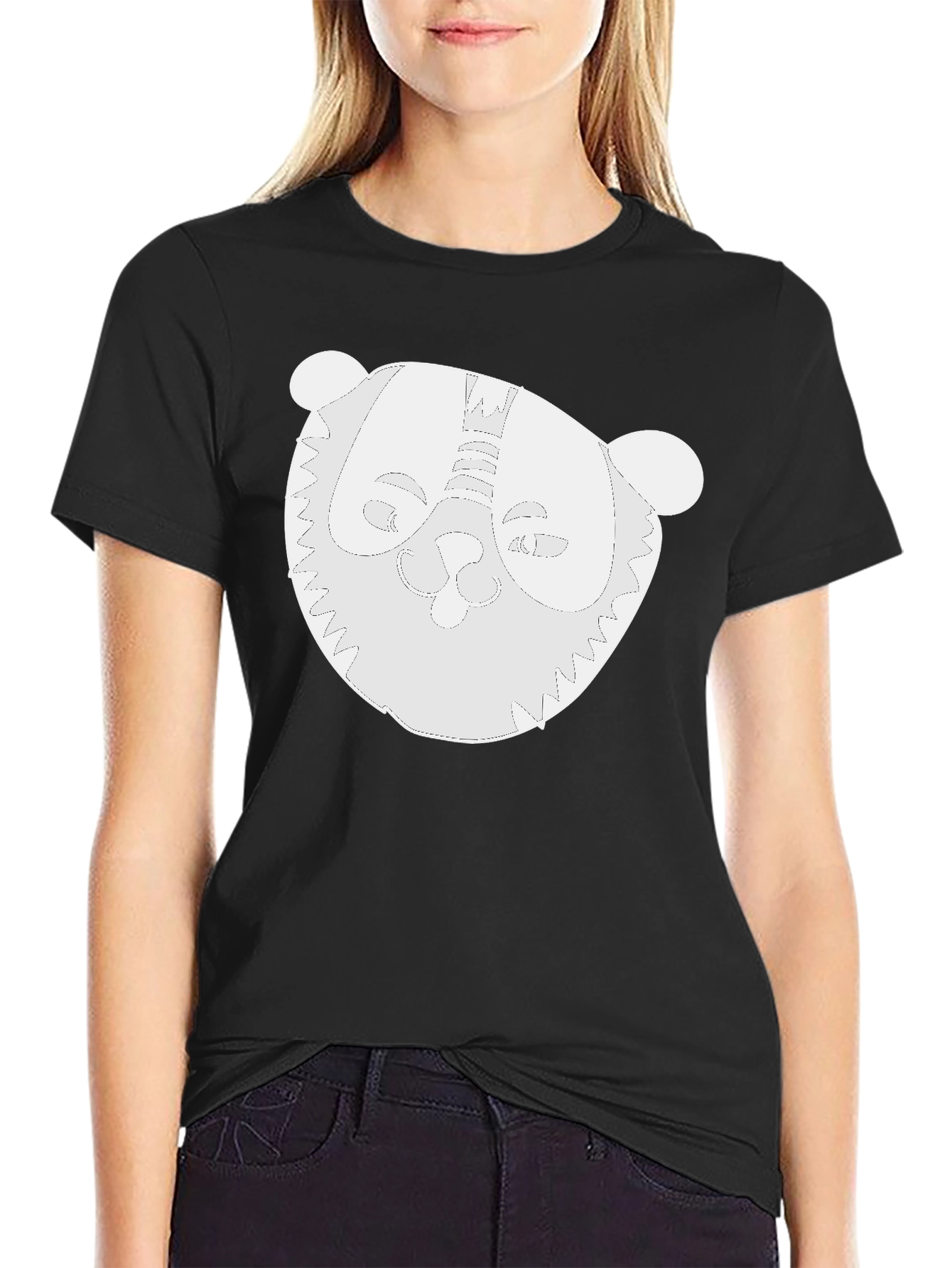 Black Whimsical Panda Graphic Black T-Shirt view 2