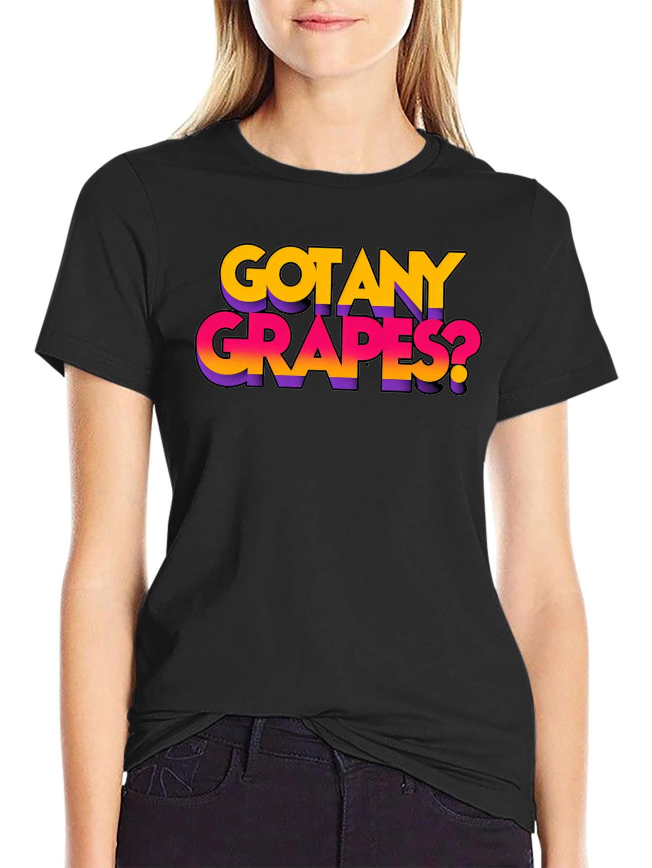 Black Got Any Grapes? Black Graphic T-Shirt view 2