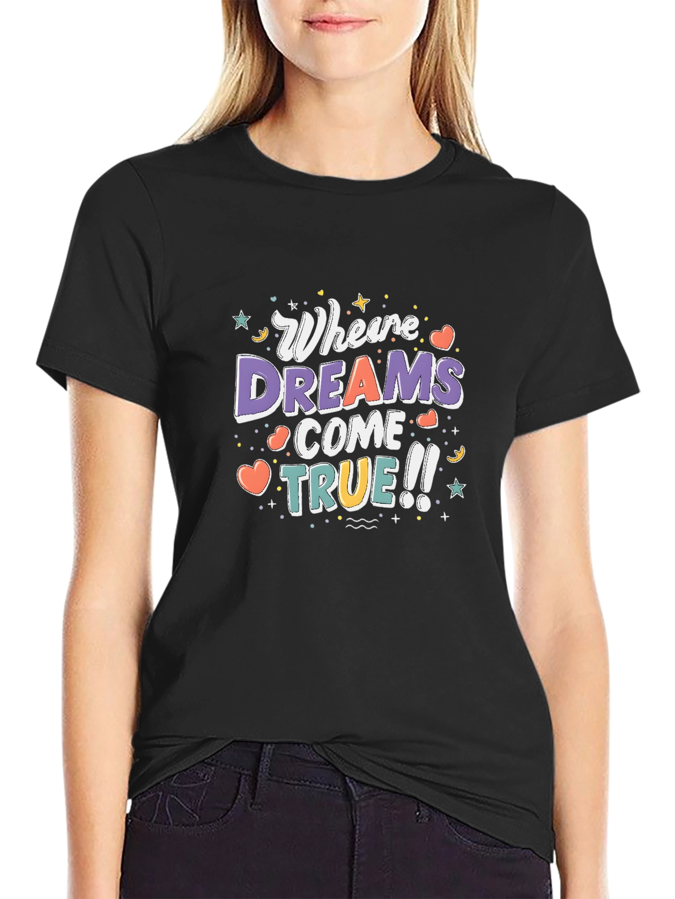 Black Dreams Come True Graphic T-Shirt - Black view 2