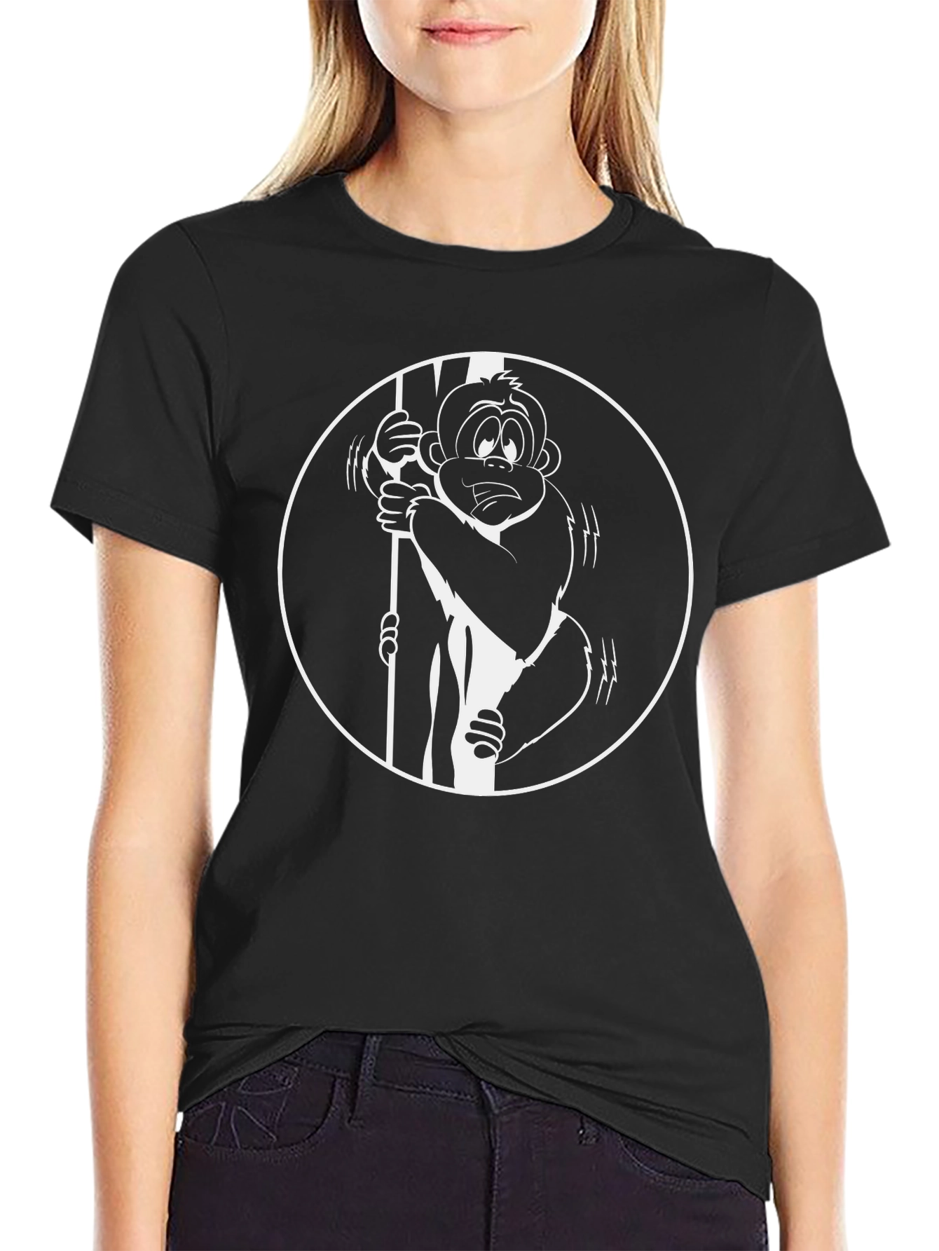 Black Funny Monkey Graphic T-Shirt - Black view 2