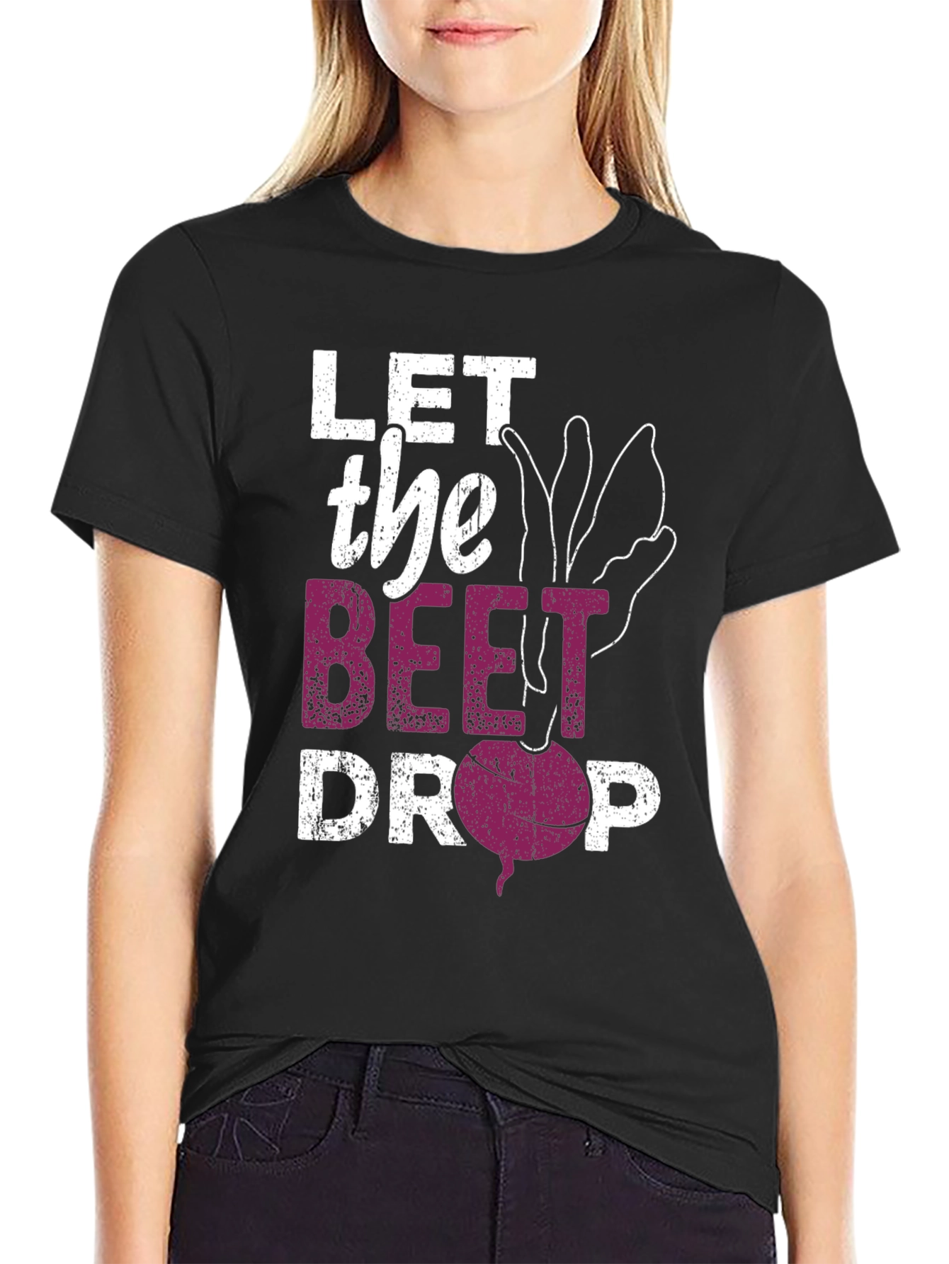 Black Let the Beet Drop Graphic T-Shirt view 2
