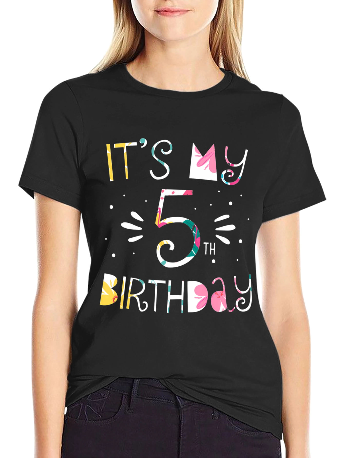 Black It's My 5th Birthday T-Shirt view 2