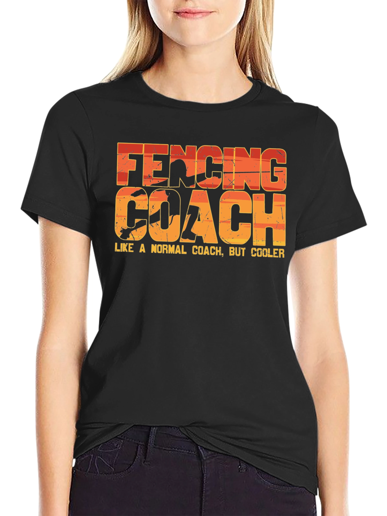 Black Fencing Coach T-Shirt - Like a Normal Coach But Cooler! view 2